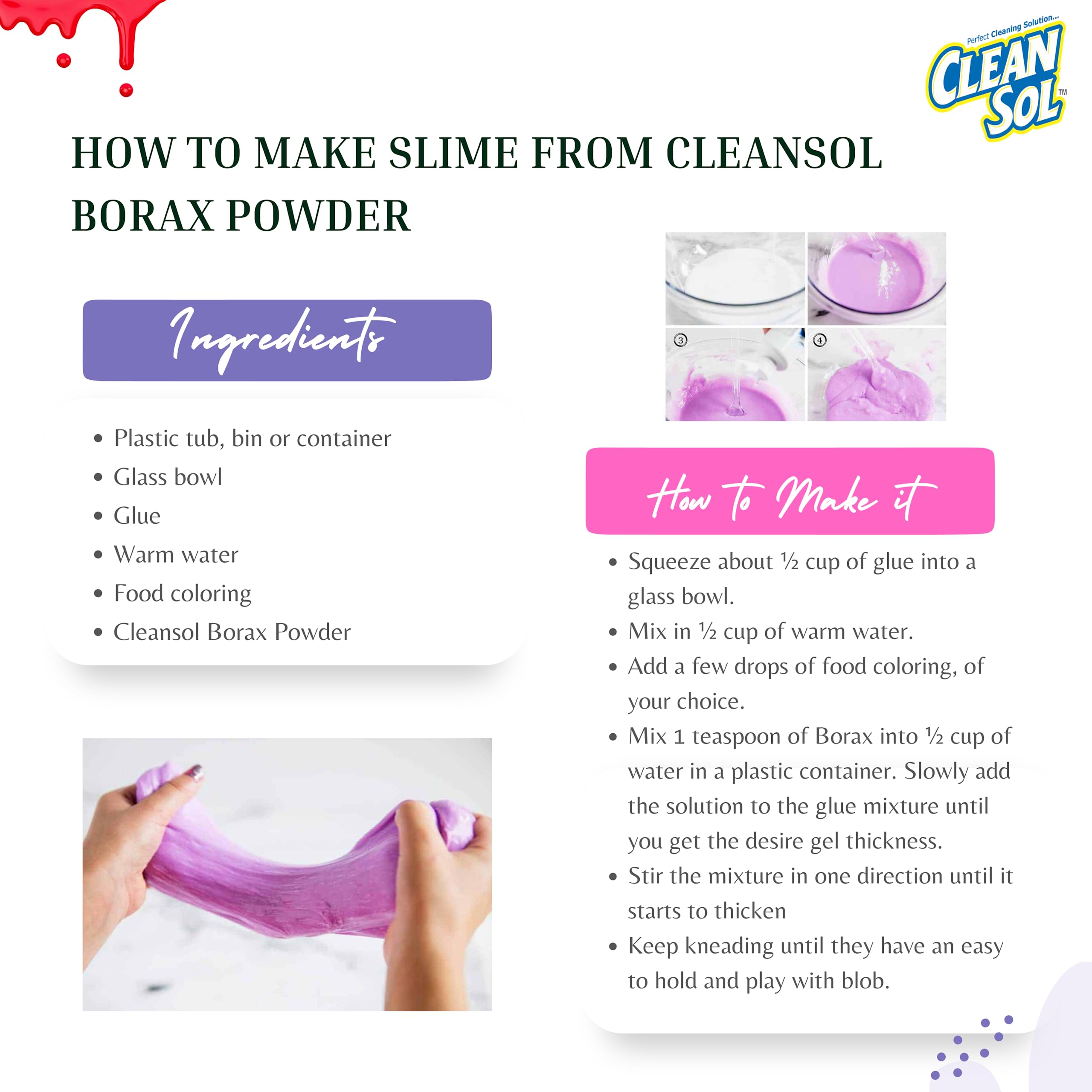Cleansol Borax Powder - 1 Kg | Natural Cleaning Agent & Slime Making Ingredient | Multi-Purpose for Laundry, DIY Crafts & Household Cleaning