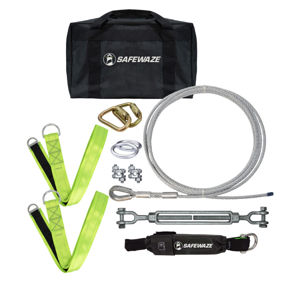 30'/60'/80'/100' Heavy Duty Cable HLL Cross Arm Straps with Web Energy Absorber - Perfect for Utility Pole Work, Construction Safety & Fall Protection Gear