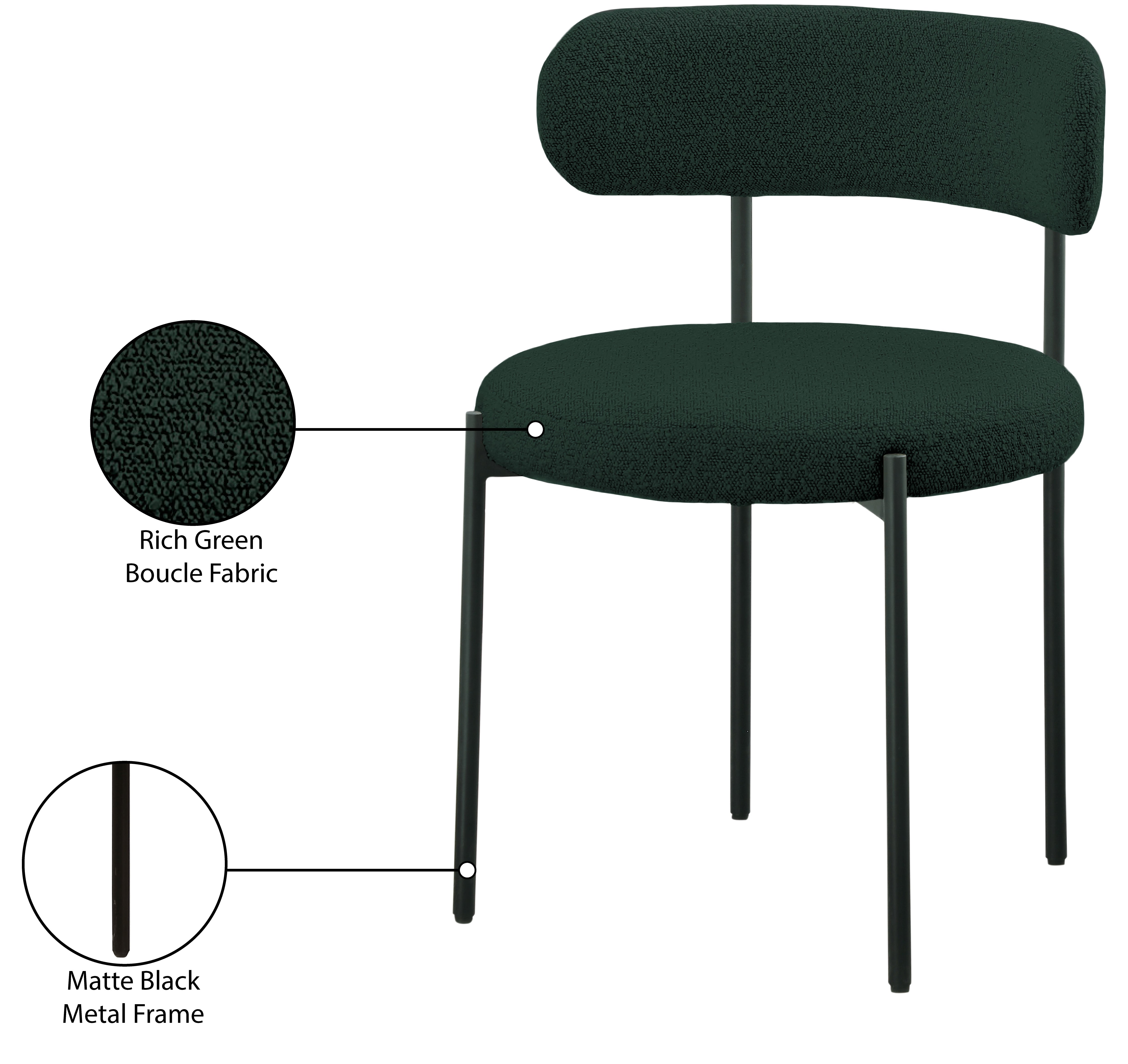 Luxury Boucle Fabric Dining Chair - Modern Upholstered Accent Chair for Dining Room, Living Room & Office - Soft & Comfortable Seat with Sturdy Metal Legs