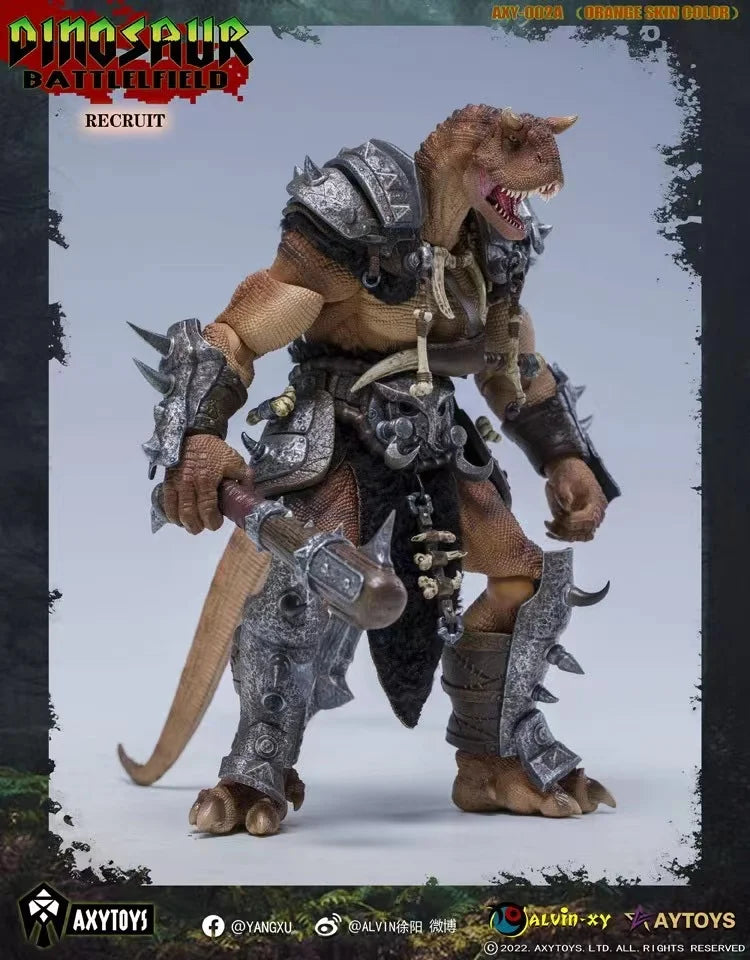 AxyToys 1/12 Scale 7.87 Inch Dinosaur Action Figure - Carnotaurus Warrior Veteran Soldier for Collectors | Battlefield Scenes, Diorama Displays & Toy Photography