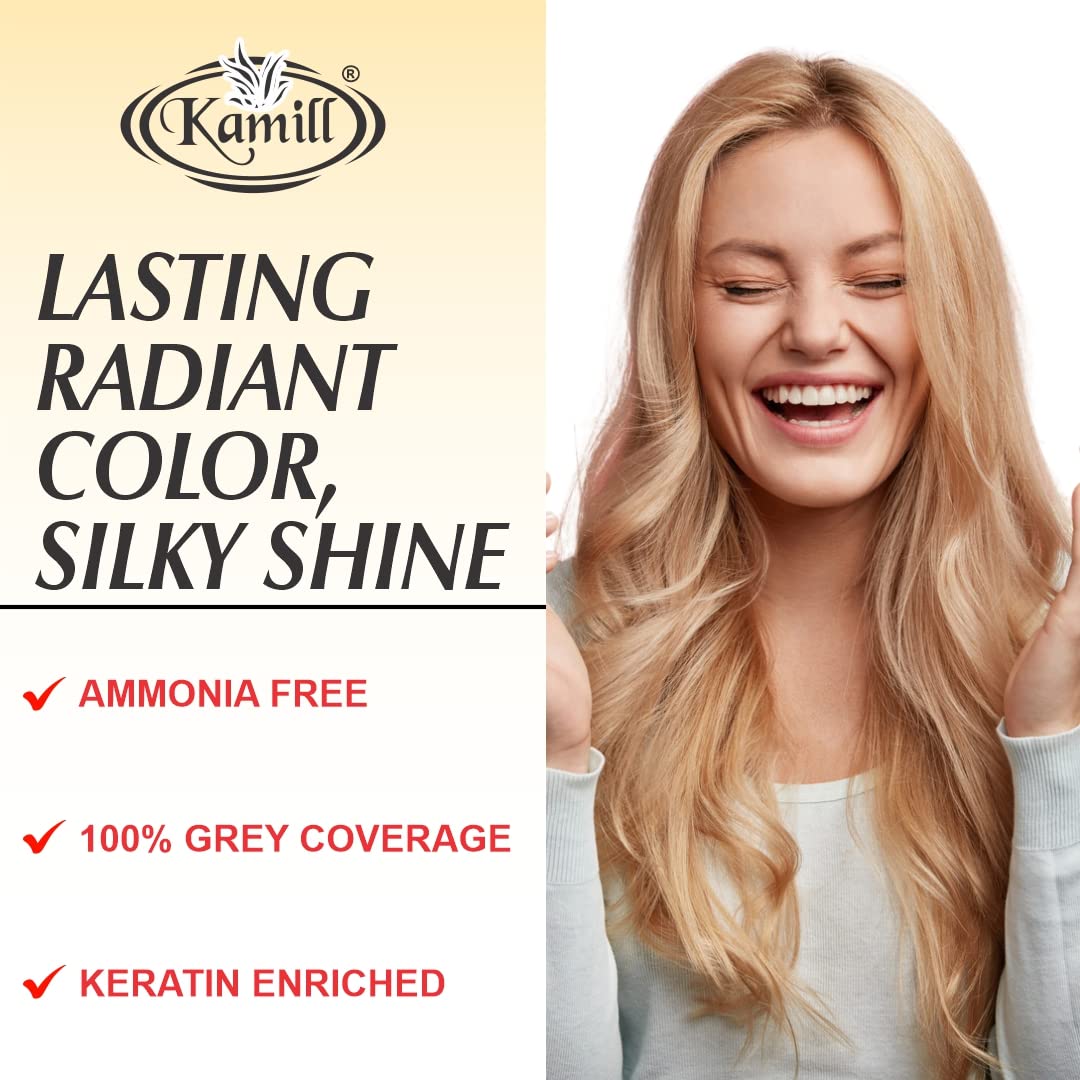 Kamill Golden Blonde 7.3 Ammonia-Free Hair Color Cream for Men & Women - Gentle Permanent Hair Dye for Natural-Looking Highlights at Home