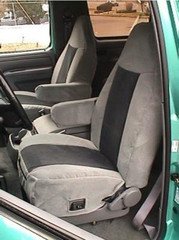 Premium Durafit Seat Covers for 1992-1996 Ford Bronco - Exact Fit High Back Bucket Seats with Armrests & Electric Lumbar Support - Black Velour with Gray Inserts - Perfect for Off-Roading, Camping & Daily Driving