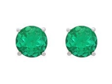 Genuine 2mm & 5mm Round Emerald Stud Earrings in Solid Sterling Silver or 14K Gold - Dainty Tiny Earrings for Kids & Adults - Perfect for Everyday Wear, Gifts & Special Occasions