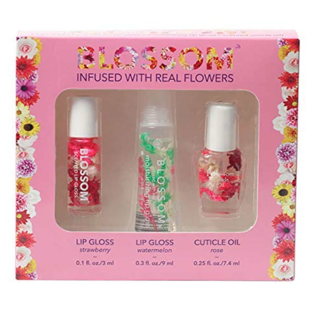 Blossom Mini Roll On Lip Gloss - Moisturizing & Scented Lip Gloss with Cuticle Oil - 3 Pack for Daily Hydration & Perfect for On-the-Go Touch Ups