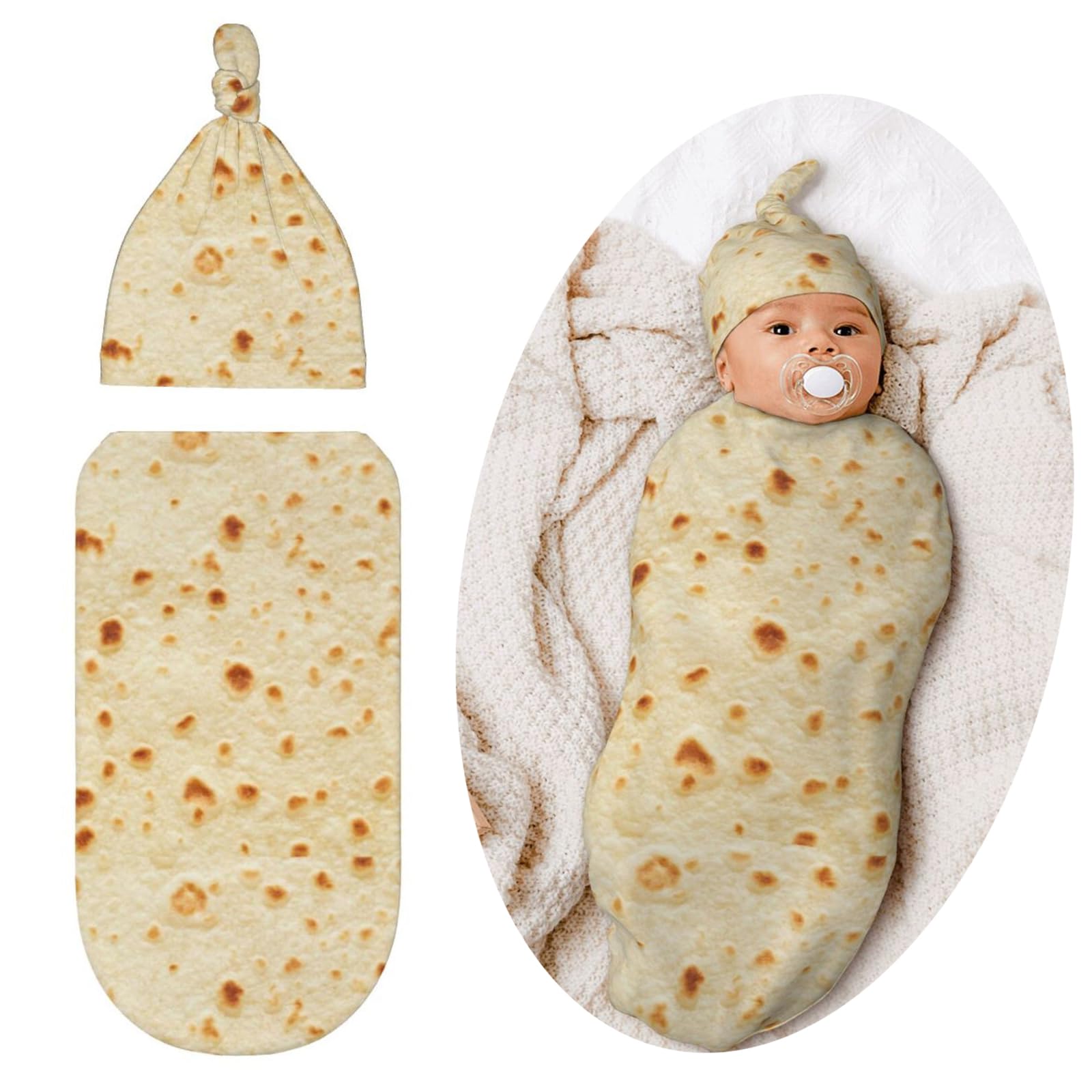 Soft Baby Burrito Swaddle Blanket - Newborn Sleeping Sack Wrap for Infants 0-6 Months | Cute Tortilla-Themed Swaddling Blanket for Nursery, Photo Shoots & Baby Showers