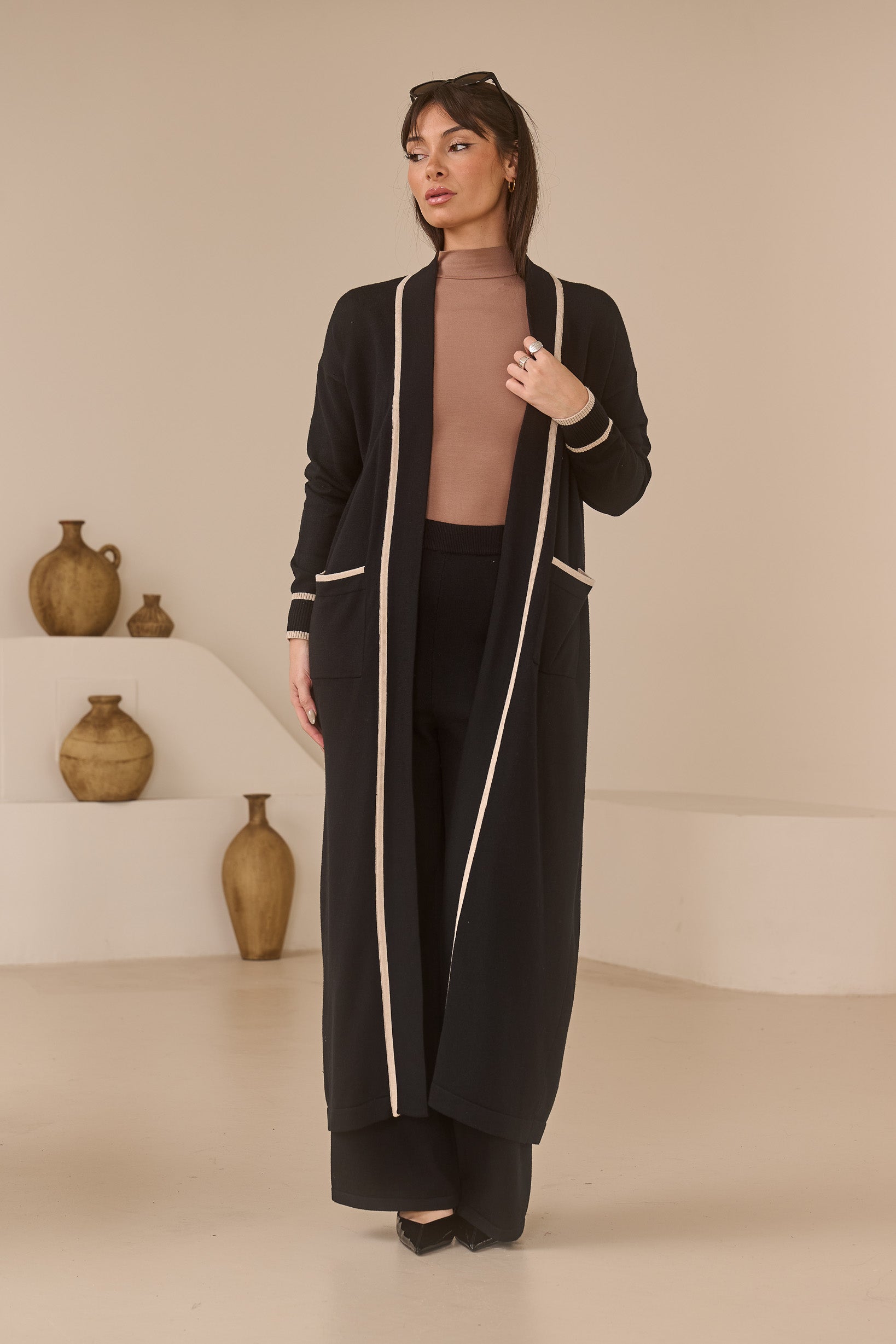 Faye Women's Piping Knit Sweater and Skirt Set - Casual Chic Outfit for Fall & Winter | Perfect for Office, Date Night & Holiday Gatherings
