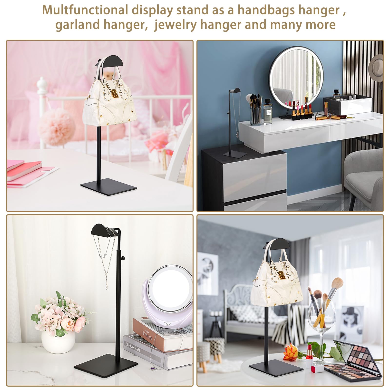 JUXYES Adjustable Handbag Display Stand - Pack of 2, Single-Side Retail Countertop Rack for Purses, Totes & Wallets | Perfect for Boutique, Retail Store & Trade Show Displays