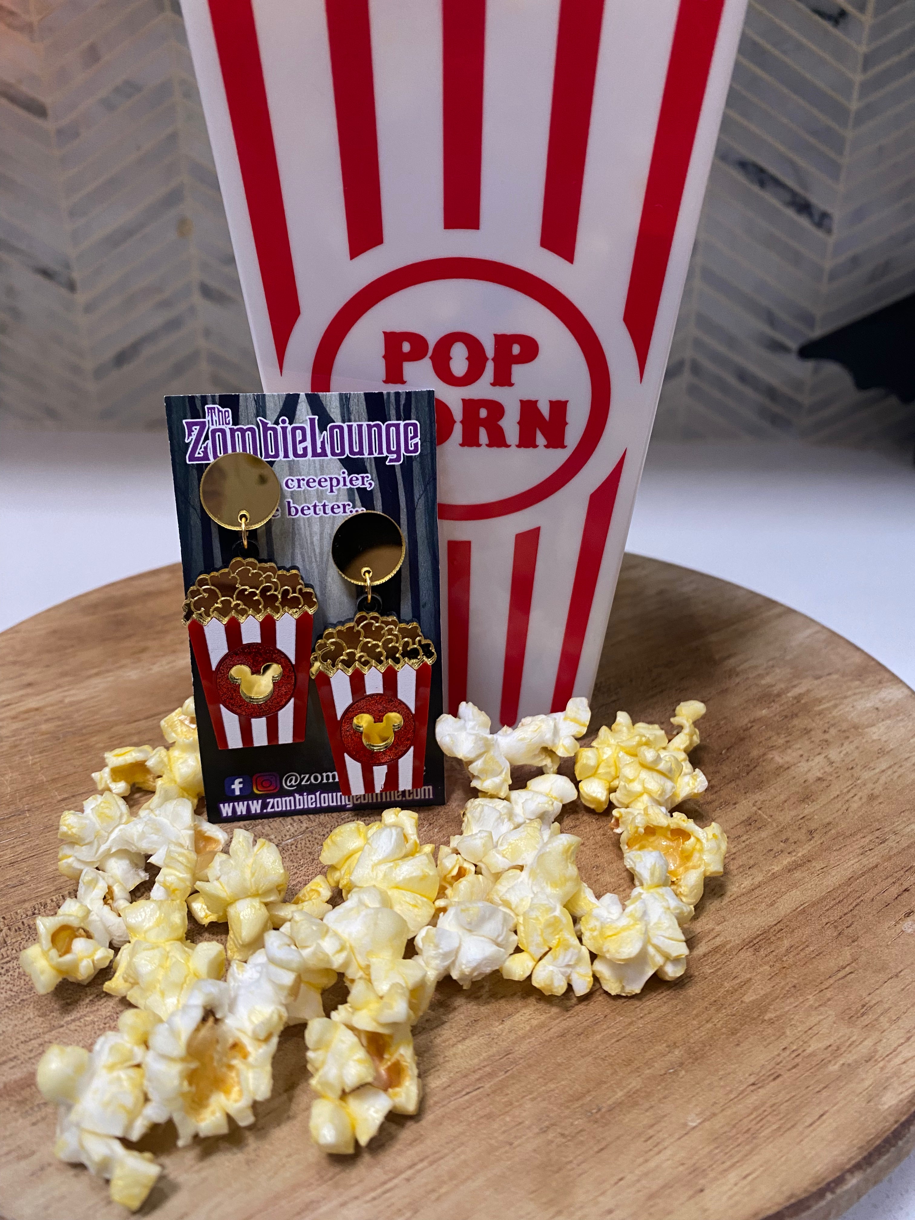 Disney Mickey Mouse Popcorn Earrings - Cute Cartoon Dangle Earrings for Women & Girls - Perfect for Disney Theme Parties, Movie Nights & Gifts
