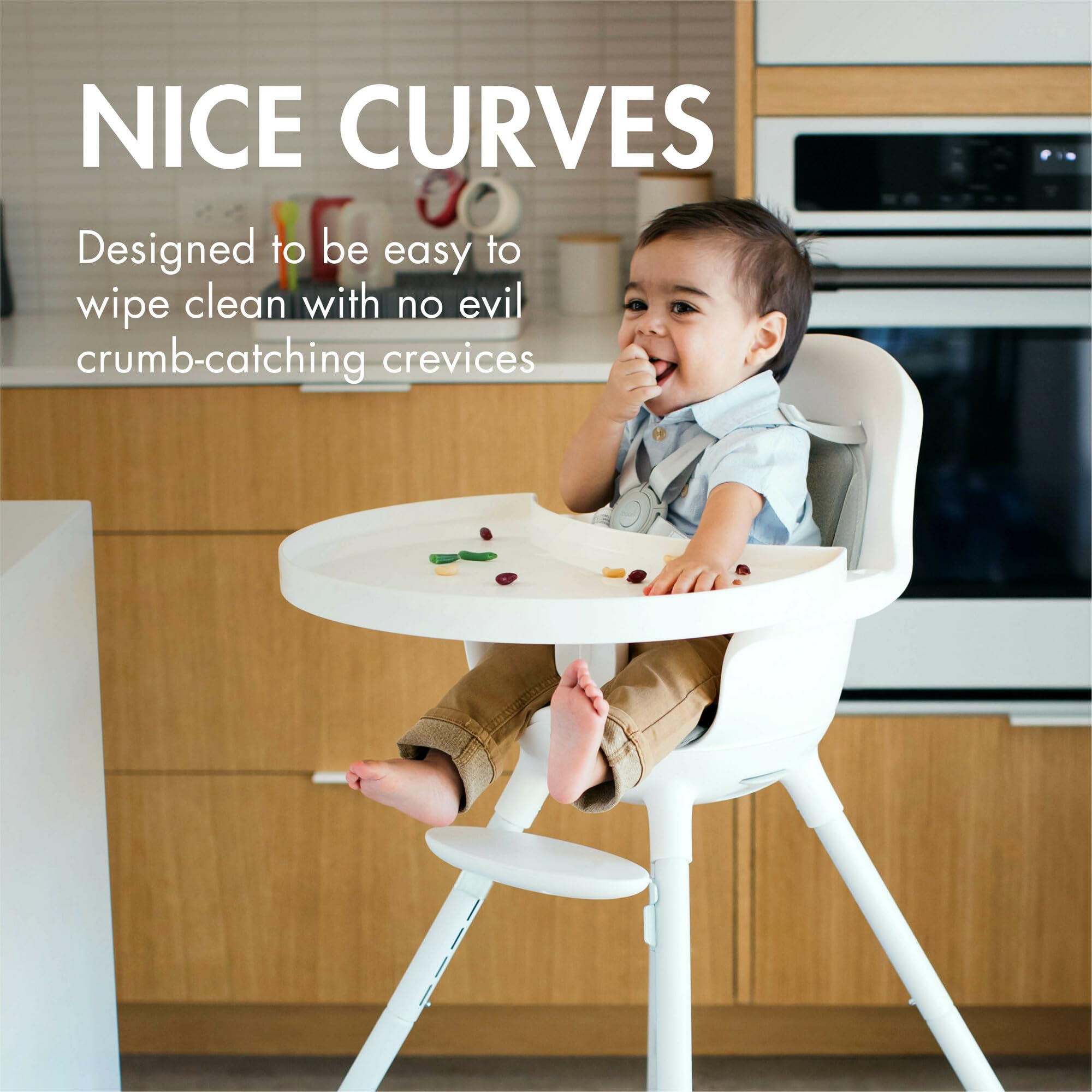 Boon GRUB Adjustable Convertible High Chair for Babies & Toddlers 6 Months to 6 Years | Dishwasher Safe White Baby Feeding Chair | Perfect for Dining, Kitchen & Travel Use