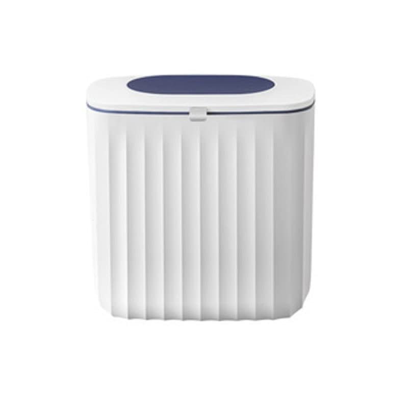TOMYEUS Ultra-Narrow Wall Mounted Bathroom Trash Can with Slide Lid - Space Saving Toilet Paper Storage Bin, Household Waste Basket for Small Spaces (Blue) - Perfect for Tight Bathroom Corners, RV Toilets & Apartment Living