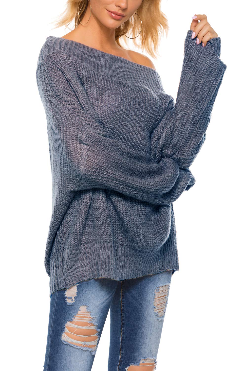 GOLDSTITCH Women's Off Shoulder Batwing Sleeve Oversized Sweater - Soft Knit Pullover Jumper for Casual Wear & Date Nights | Fall Winter Fashion