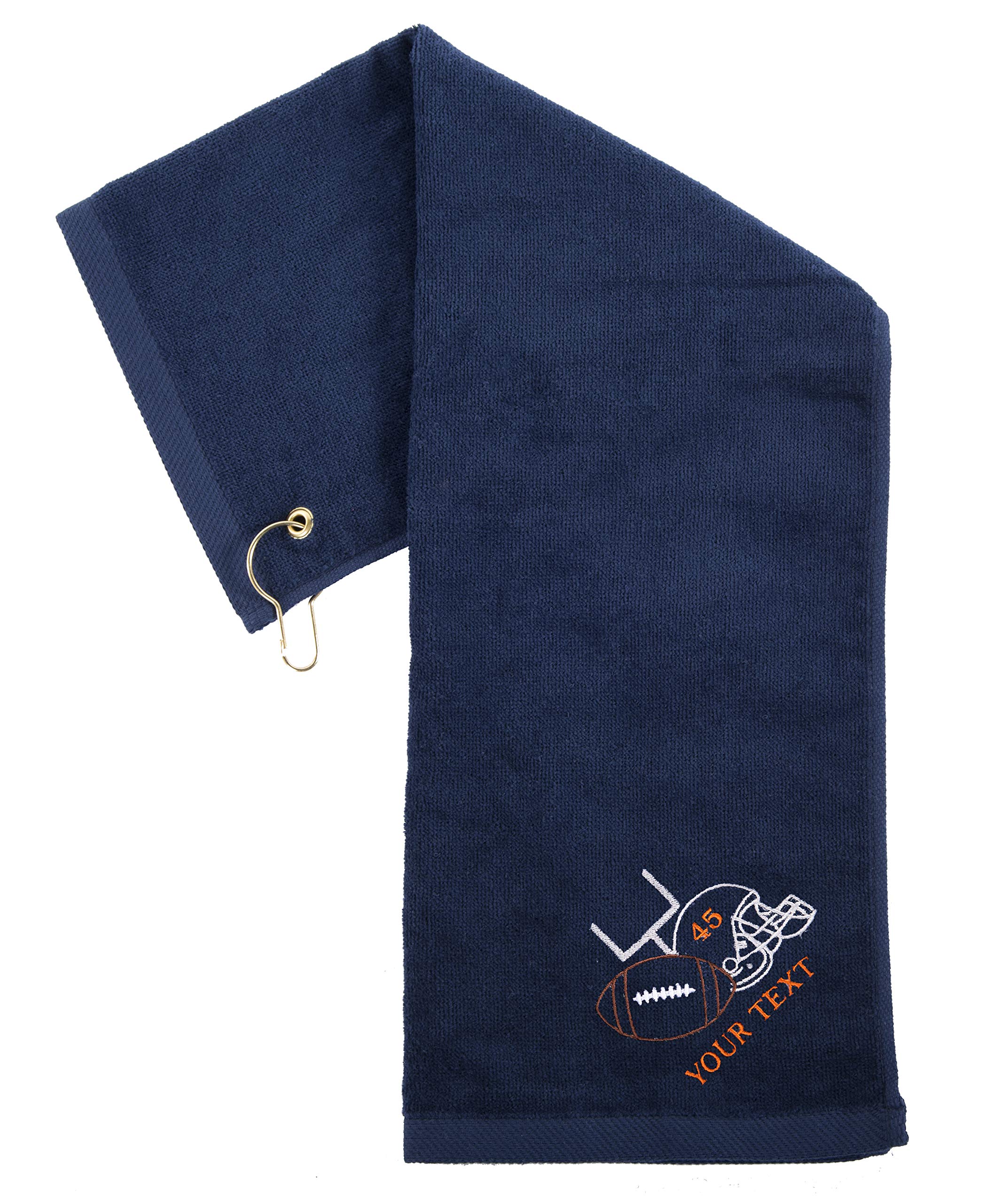 Custom Embroidered Football Cooling Towels - Wholesale 10-Pack Navy with Helmet & Ball Design - Perfect for Players, Coaches & Fans - Great for Games, Training & Tailgating
