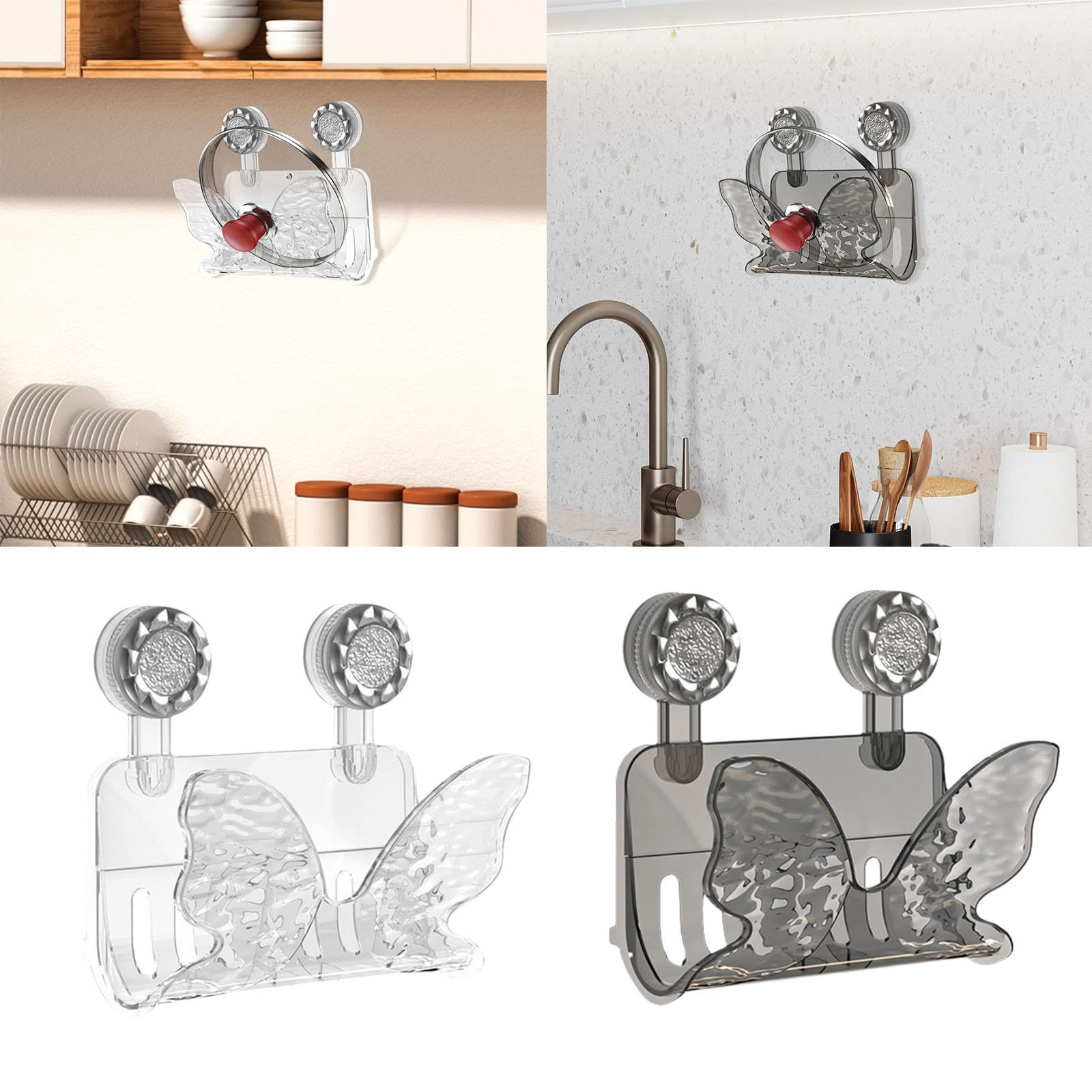 CALANDIS® Wall Mounted Pot Lid Rack Organizer - Space Saving Kitchen Storage for Pots, Pans & Lids - Durable Clear Plastic Cupboard Door Organizer - Perfect for Small Kitchens & Clutter-Free Homes (1-Pack) | Ideal for Organizing Cookware in RVs, Apartments & Compact Kitchens