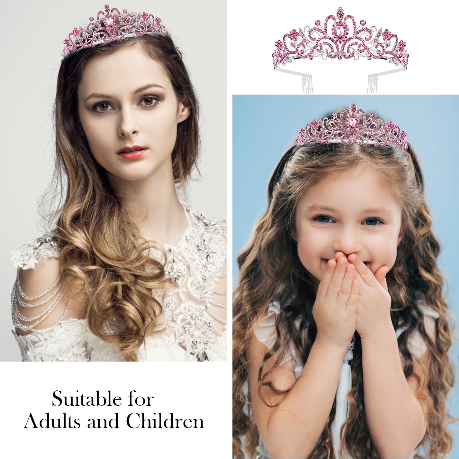 VELSCRUN Birthday Tiaras for Women & Girls - Sparkling Princess Crown Headband with Sash - Elegant Birthday Party Accessories & Decorations for Women's Birthday, Bachelorette, Bridal Showers & Special Celebrations