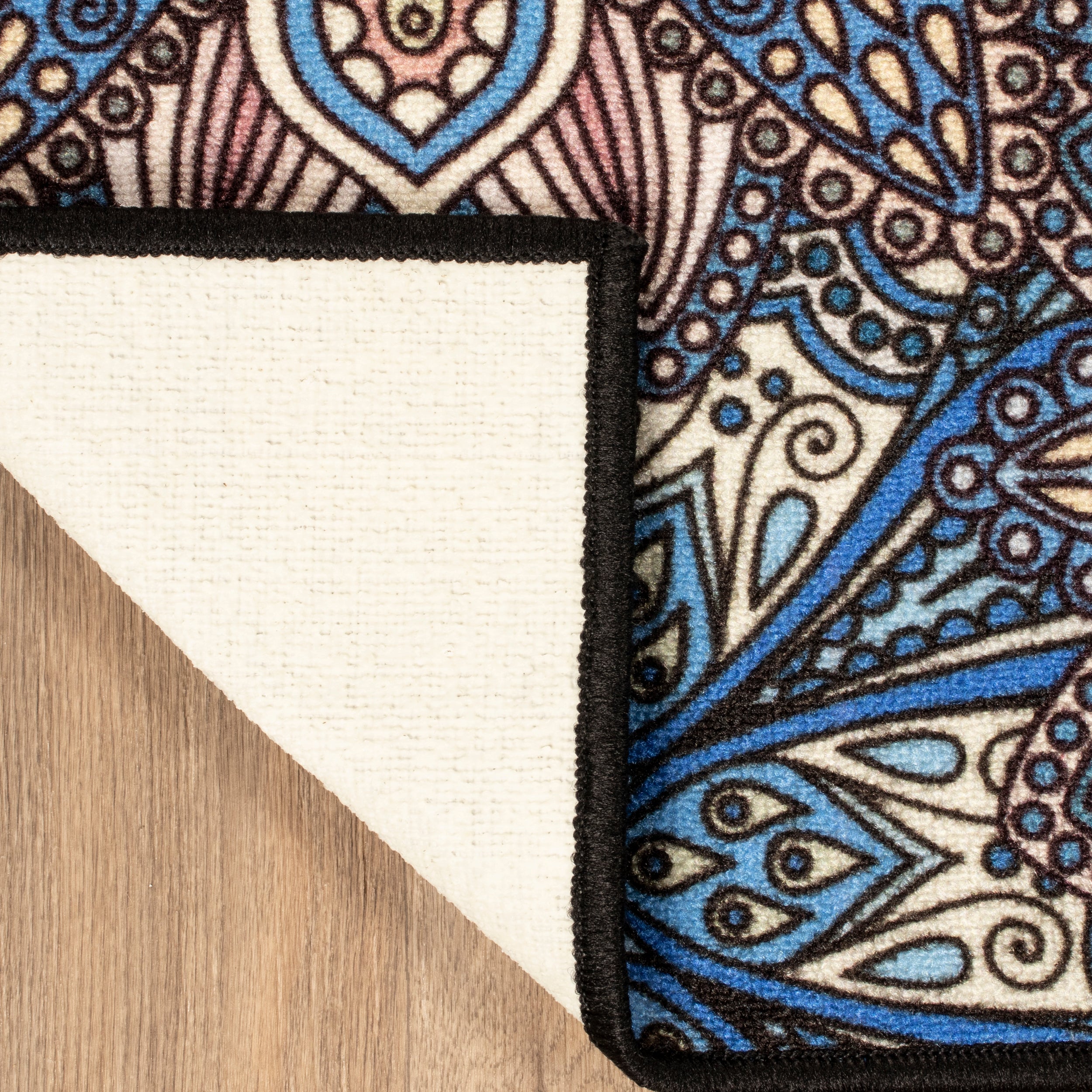 Bohemian Floral Non-Slip Indoor/Outdoor Area Rug - Perfect for Living Room, Bedroom, Patio & Boho Home Decor
