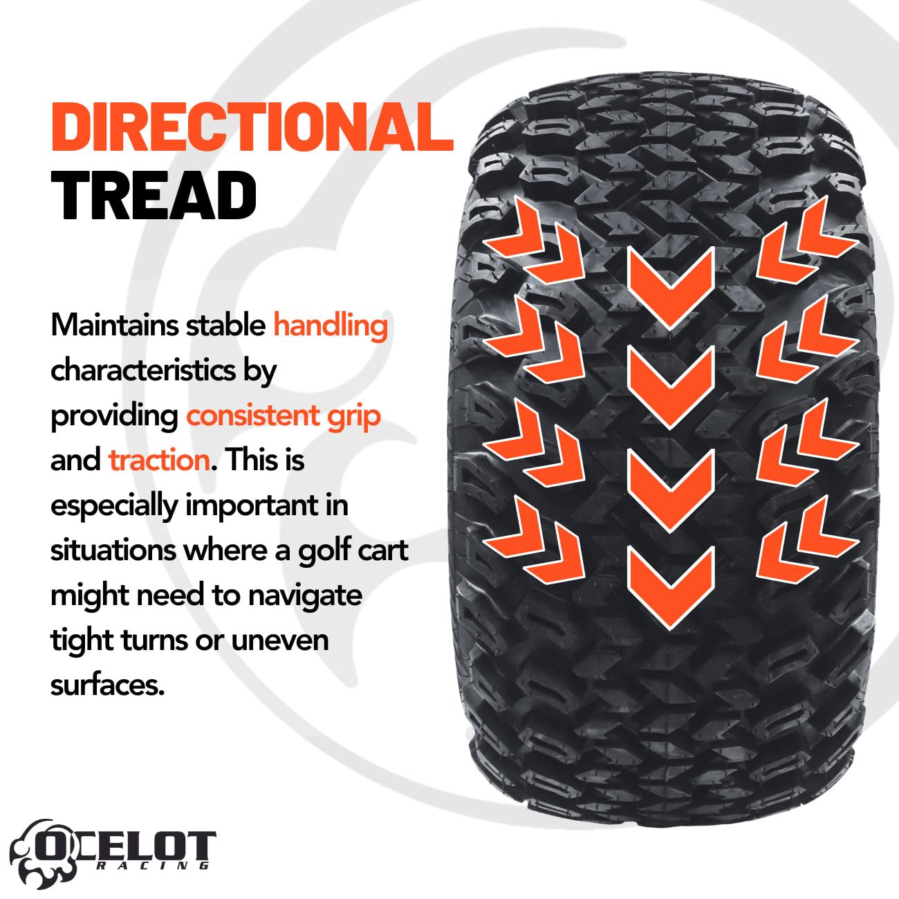 Ocelot P334 22x11-10 All Terrain Golf Cart Tires - 4-Ply Rated Utility & Mud Tires with 15.5mm Tread Depth for Off-Road & Golf Course Use - Perfect for Golf Carts, ATVs & Utility Vehicles