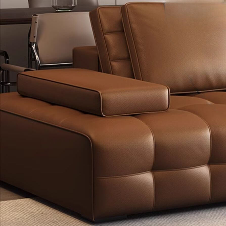 Comfortable Mocha Standard Sofa with Armrest - Includes 3 Pillows for Extra Support - Perfect for Living Room, Lounge or Small Space Decor