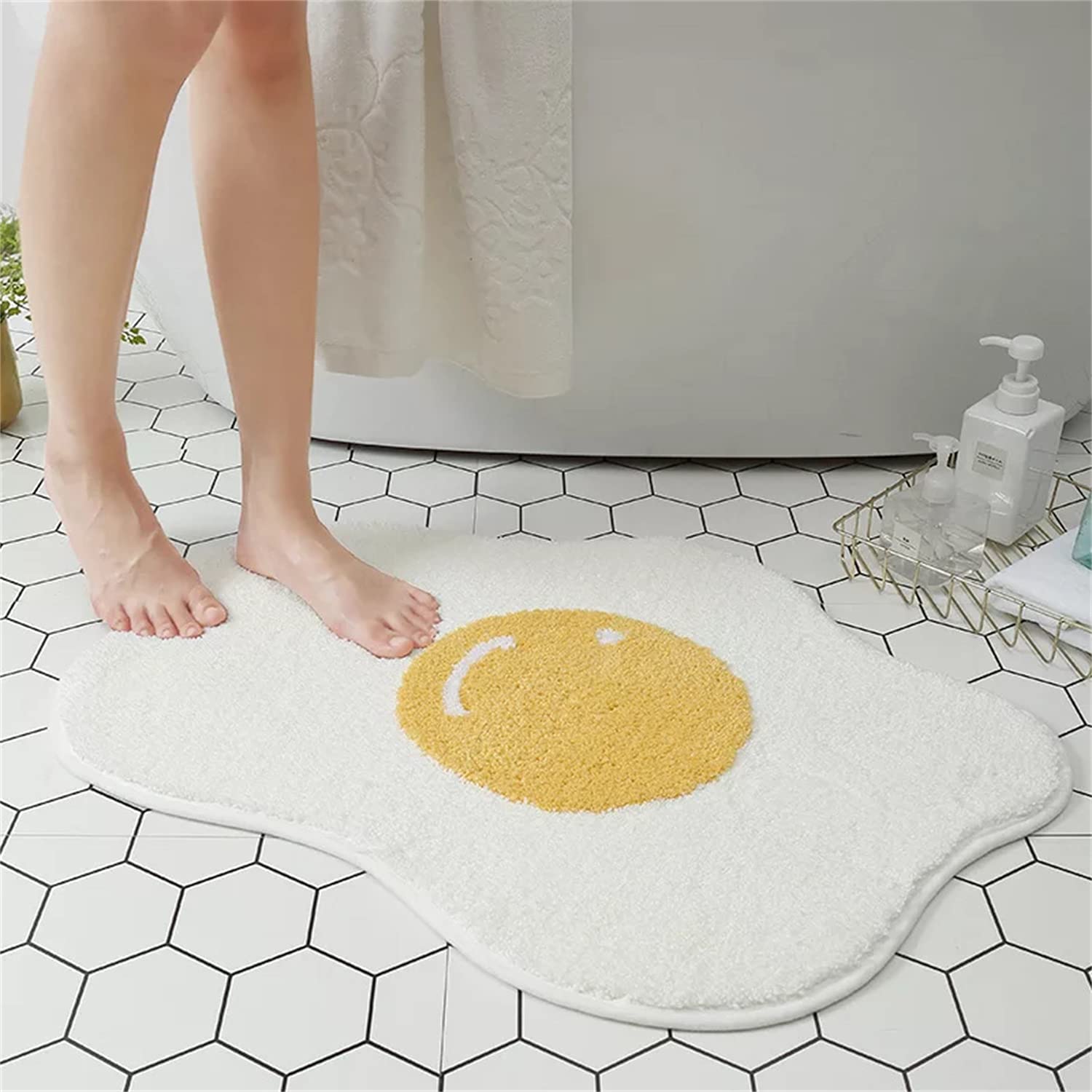 Non-Slip Bath Mat - Super Absorbent & Ultra Soft Cute Poached Eggs Design Bathroom Rug 26