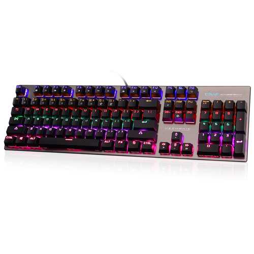 E Blue K753 Mixed Backlit 104-Key USB Wired NKRO Mechanical Gaming Keyboard with Blue Switches - Perfect for PC Gaming, Typing & Office Work