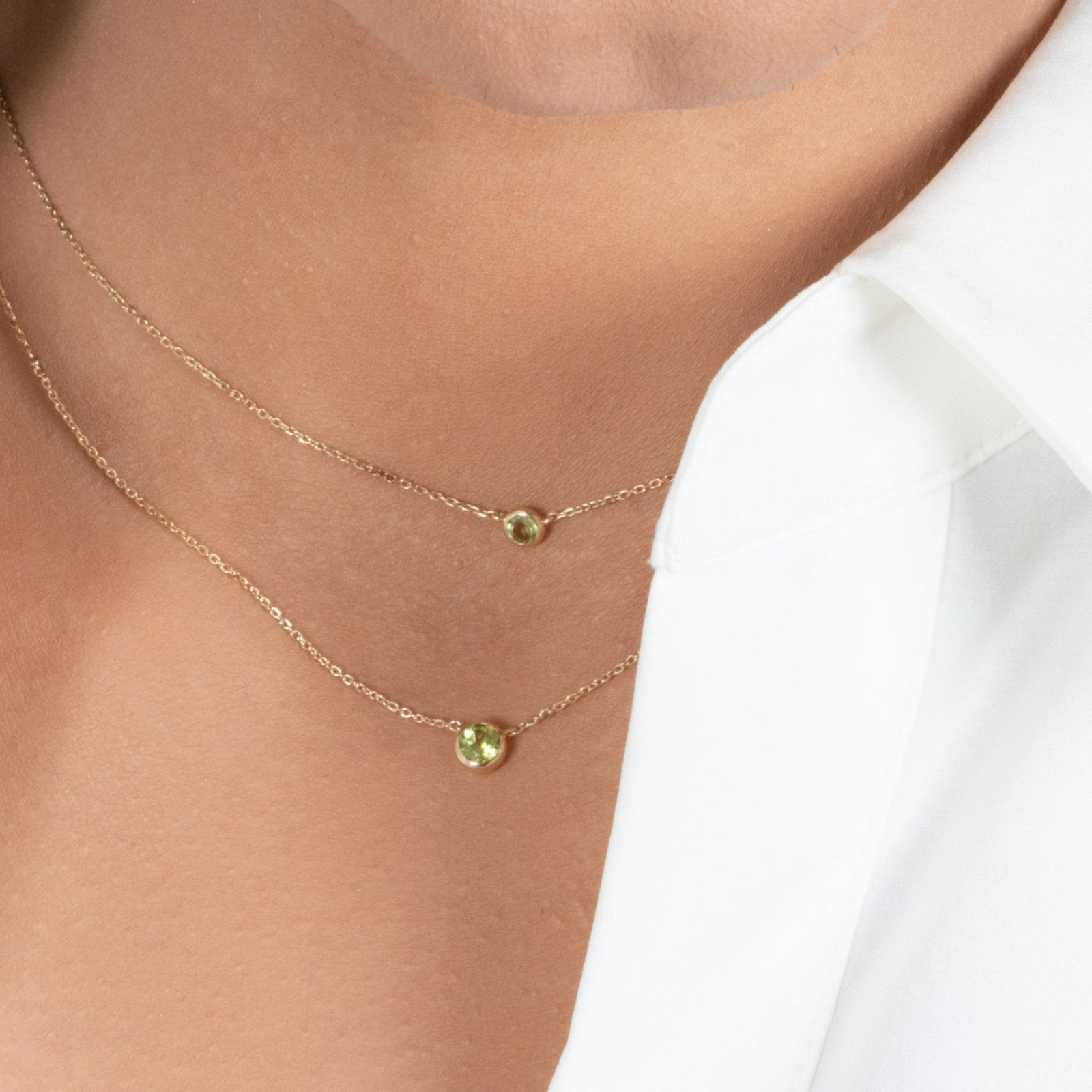 Peridot Gemstone Necklace - 14K Solid Yellow Gold Bezel Pendant for Women | Elegant Jewelry Gift for Birthday, Anniversary & Special Occasions