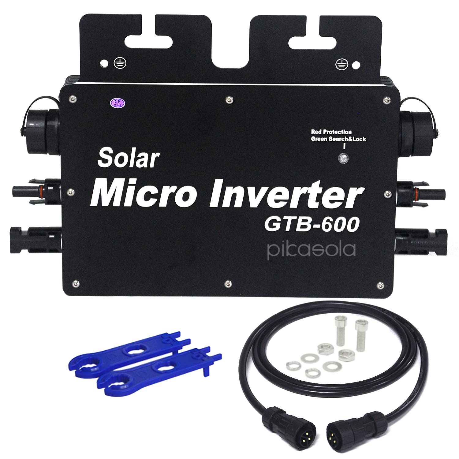 Pikasola 600W Waterproof IP65 Solar Micro Inverter | 22-50VDC Input to 110VAC Output | MPPT Grid Tie Inverter for 2x300W Solar Panels | Perfect for Rooftop, RV & Off-Grid Solar Systems