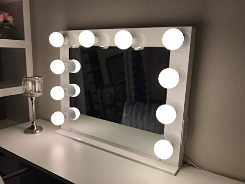 Hollywood Style LED Lighted Vanity Mirror with Dimmable Lights & Power Outlet - Freestanding Makeup Mirror for Tabletop or Vanity Desk - Perfect for Home Makeup Studio, Beauty Salon & Dressing Room