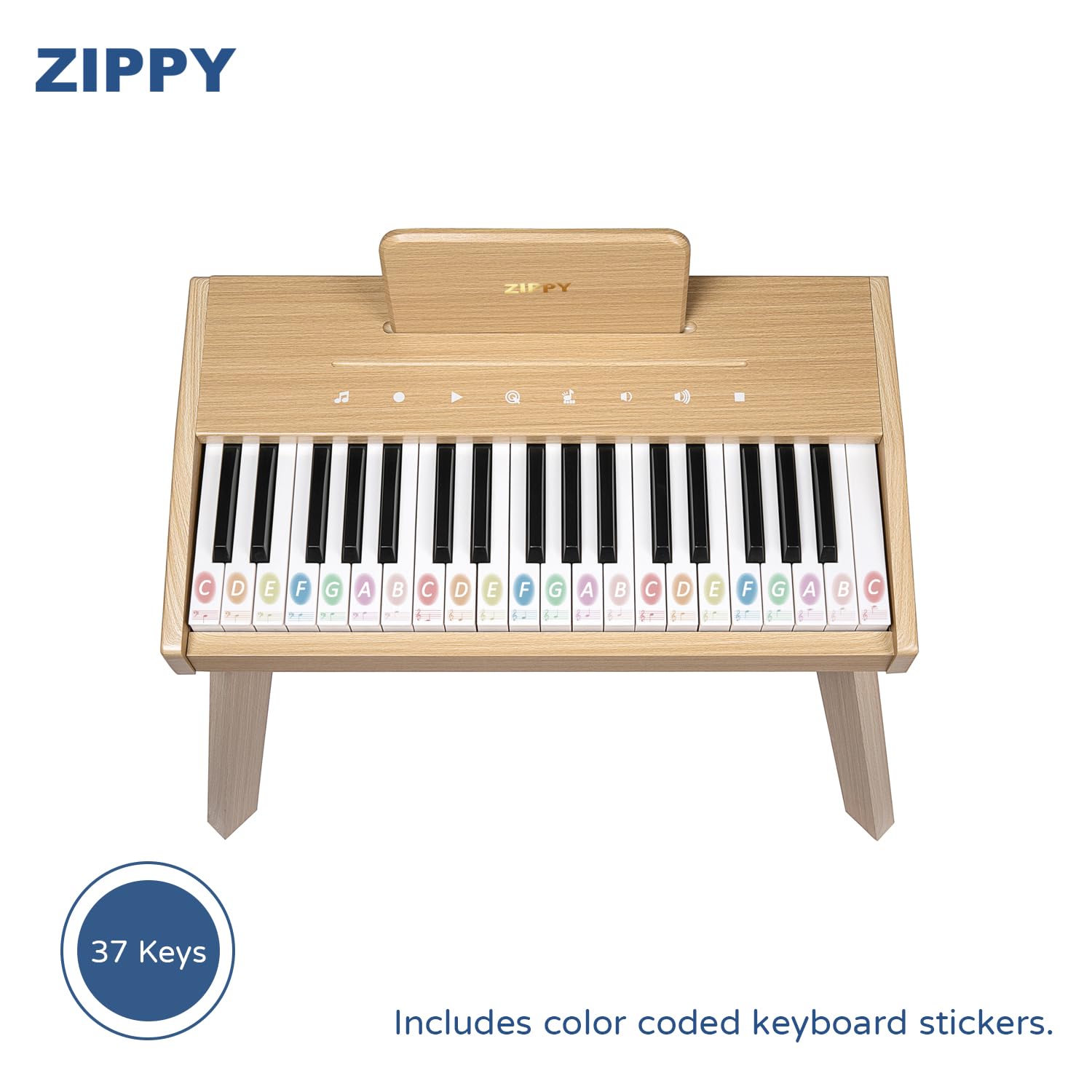 ZIPPY 37-Key Kids Digital Piano Keyboard - Touch Sensitive Keys, Built-in Songs & Volume Control - Educational Musical Toy for Boys & Girls Ages 3+ - Perfect for Home Learning, Birthday Gifts & Early Music Education