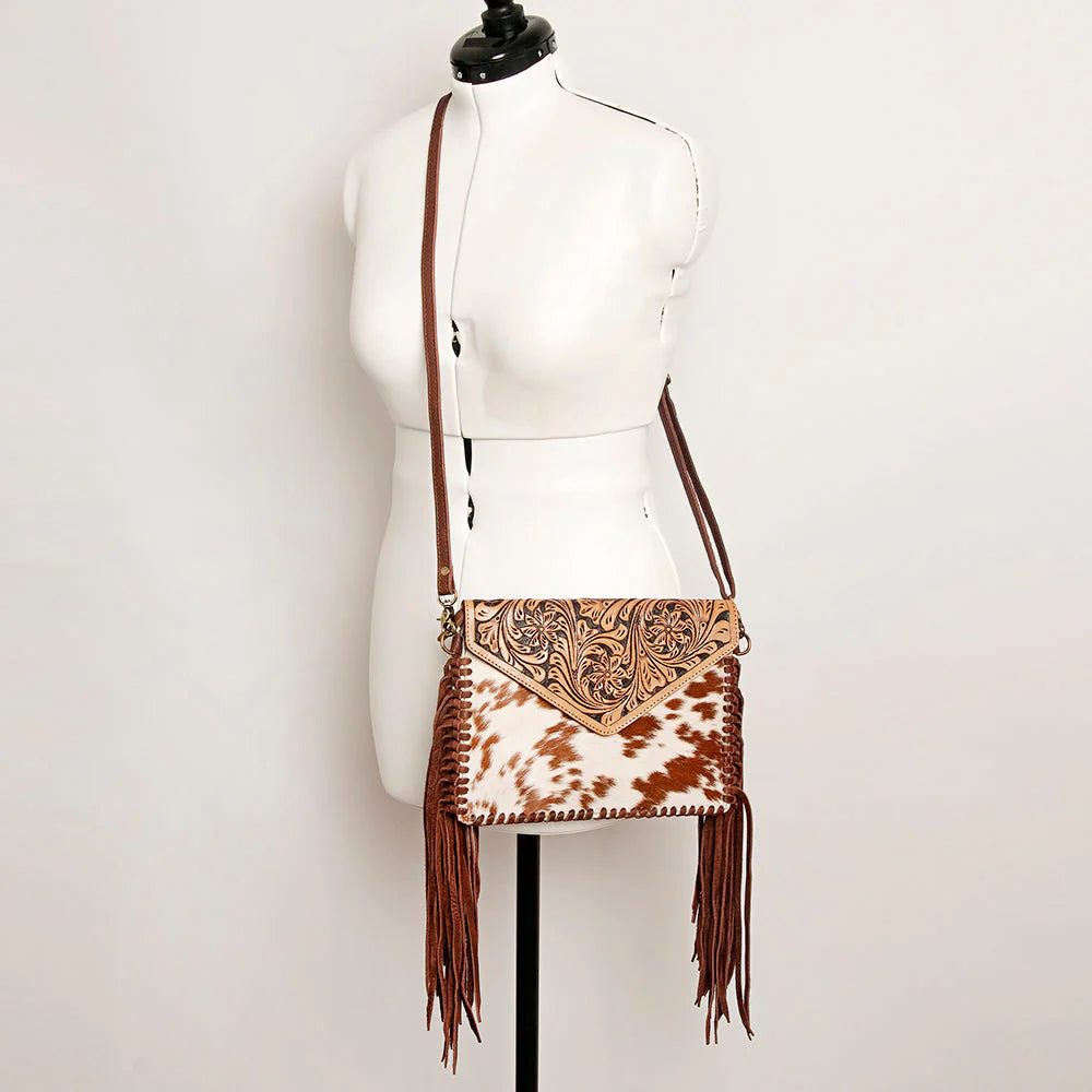 American Darling Genuine Leather Fringe Crossbody Purse - Stylish Boho Handbag for Women, Perfect for Casual Outings & Music Festivals