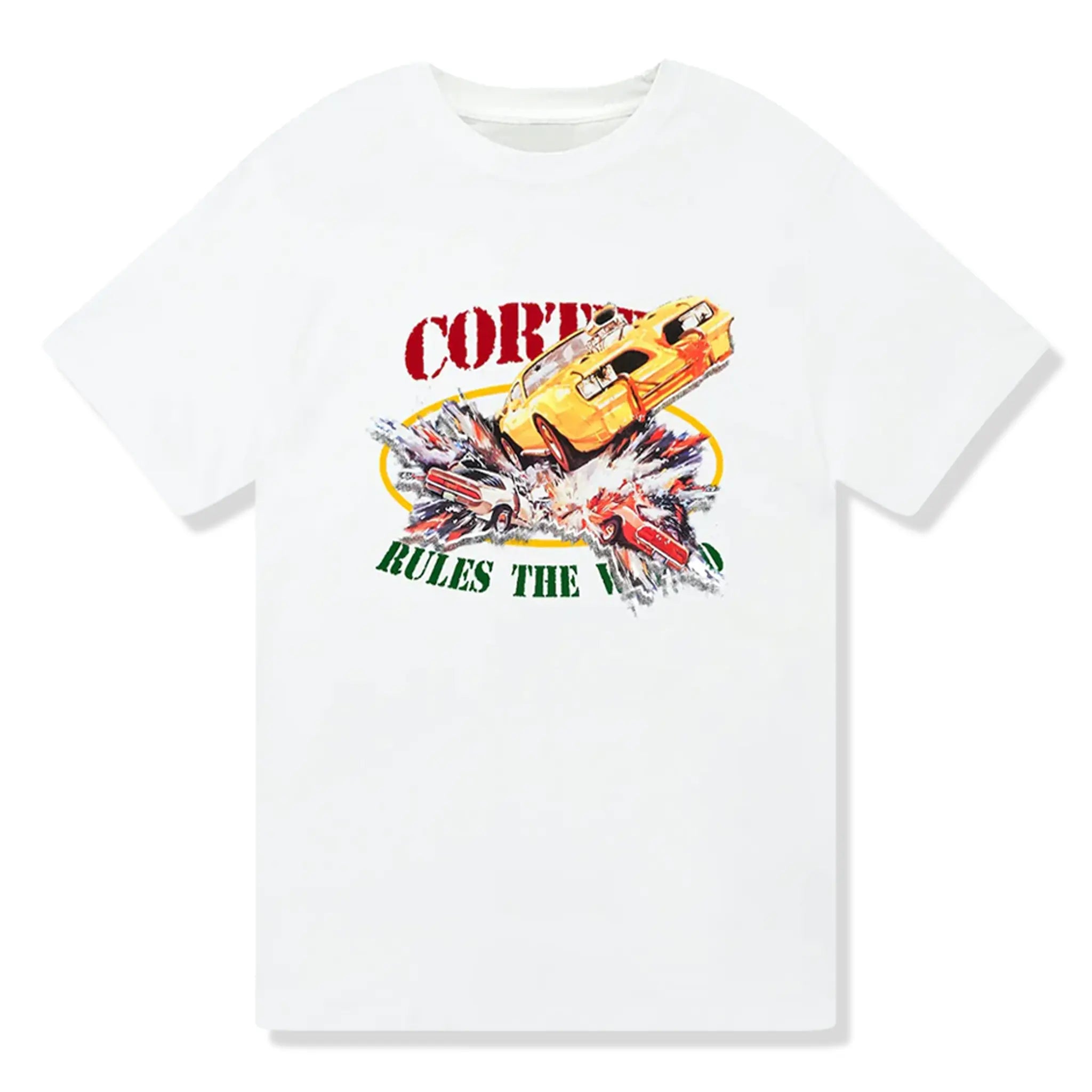 Corteiz Car Crash White T-Shirt for Men - Trendy Graphic Tee for Casual Wear, Street Style & Everyday Outfits