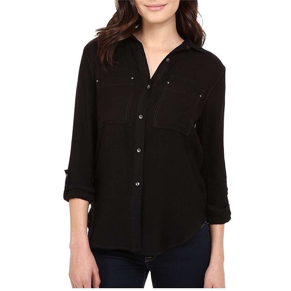 Calvin Klein Jeans Airflow Utility Shirt for Women - Black, Size SM (4-6) | Breathable Casual Shirt for Everyday Wear, Outdoor Activities & Street Style Fashion