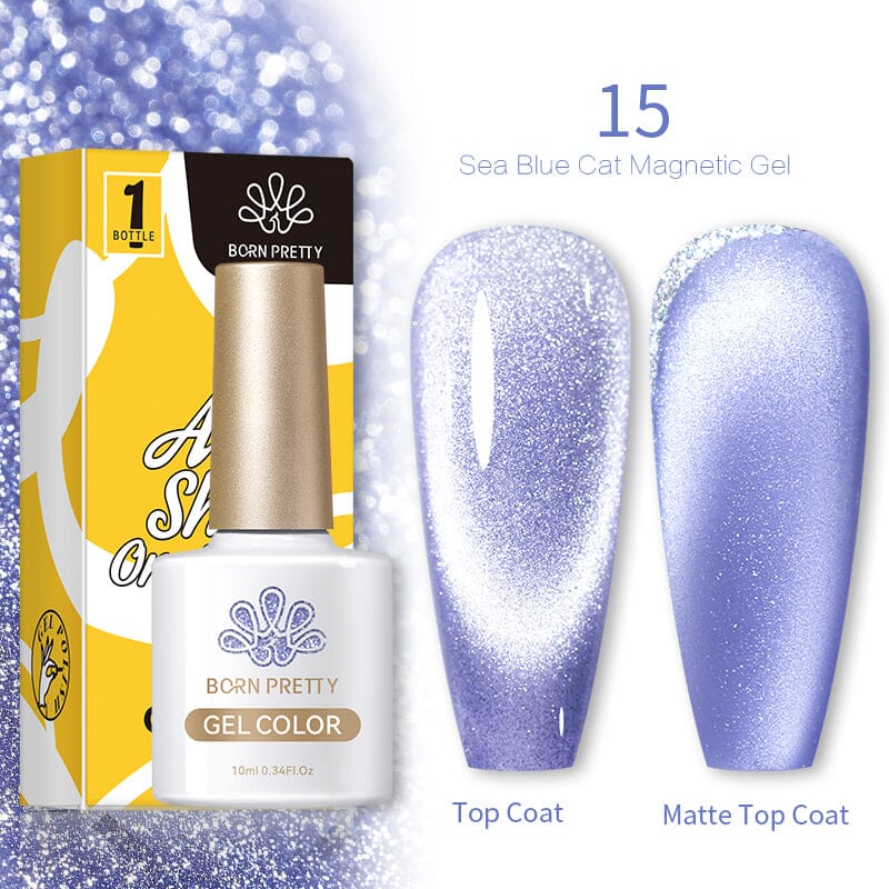 BORN PRETTY Sea Blue Magnetic Cat Eye Gel Polish 10ml - Long Lasting Nail Art Gel for Salon & Home Manicure - Perfect for Parties, Weddings & Special Occasions