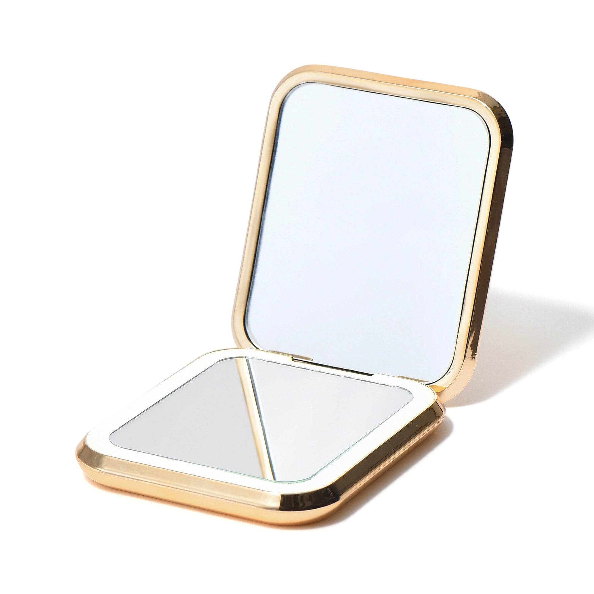 Blanche LED Compact Mirror with Gold Finish - Portable Makeup Mirror for Travel, Home, and On-the-Go Touch Ups