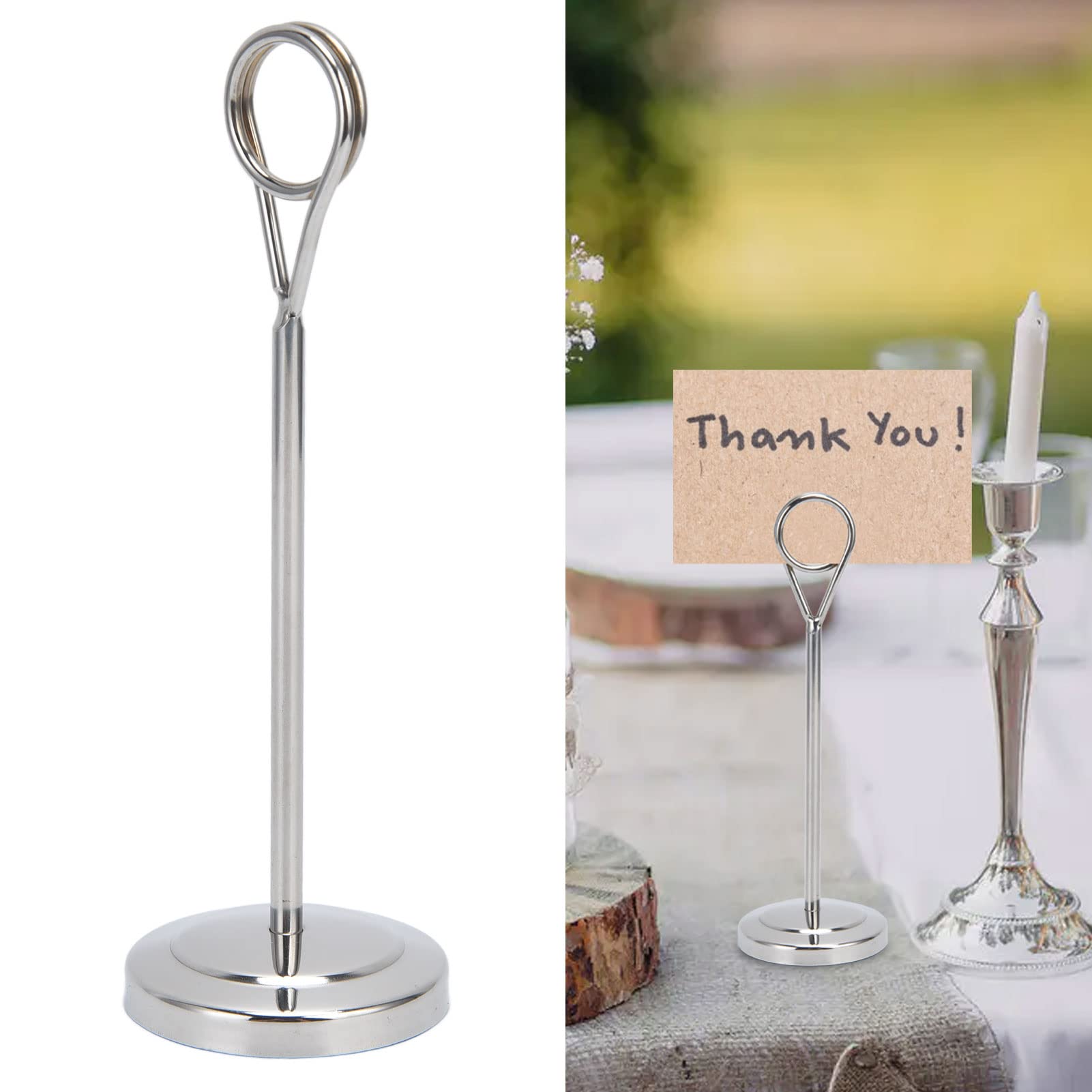 Stainless Steel Table Number Holder - Round Place Card Stand for Name Cards, Photos & Menus | Perfect for Weddings, Restaurants, Hotels & Home Decor