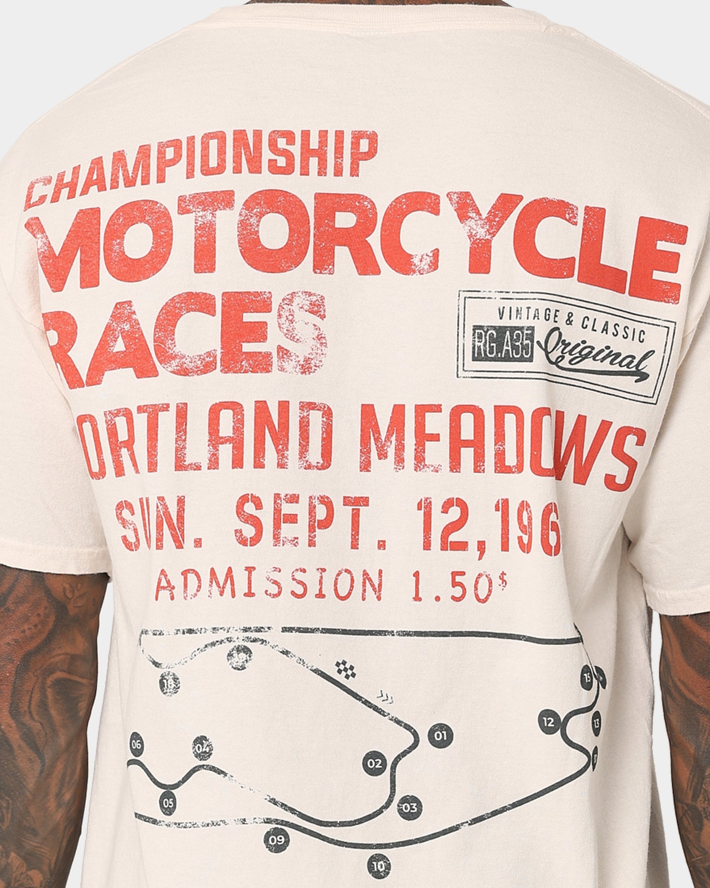Vintage Portland Meadows T-Shirt - Retro American Thrift Style in Off White | Perfect for Casual Wear, Street Fashion & Vintage Lovers