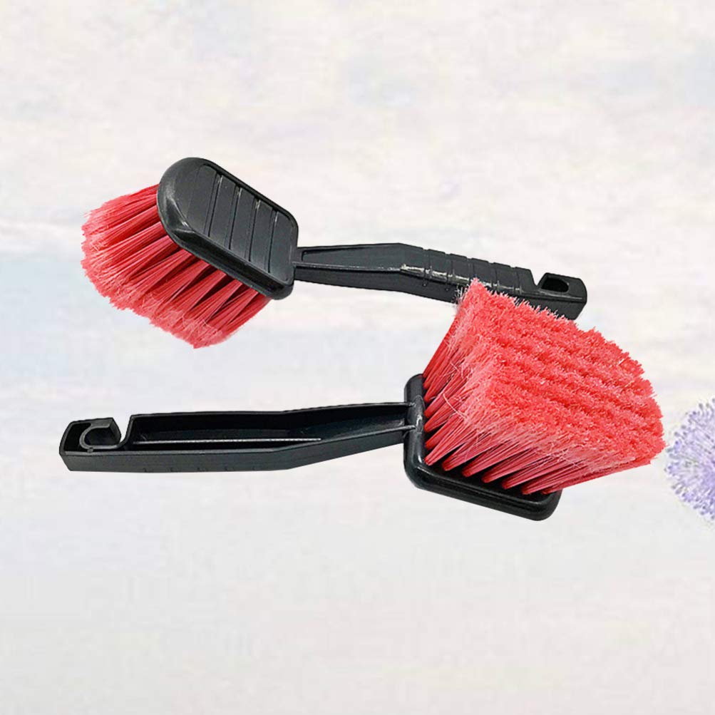 Garneck 2-Pack Car Wheel Cleaning Brushes with Red Head - Heavy Duty Detailing Brush for Car Wheels, Tires, Rims & Interior Accessories - Perfect for Car Wash, Auto Detailing & Dust Removal