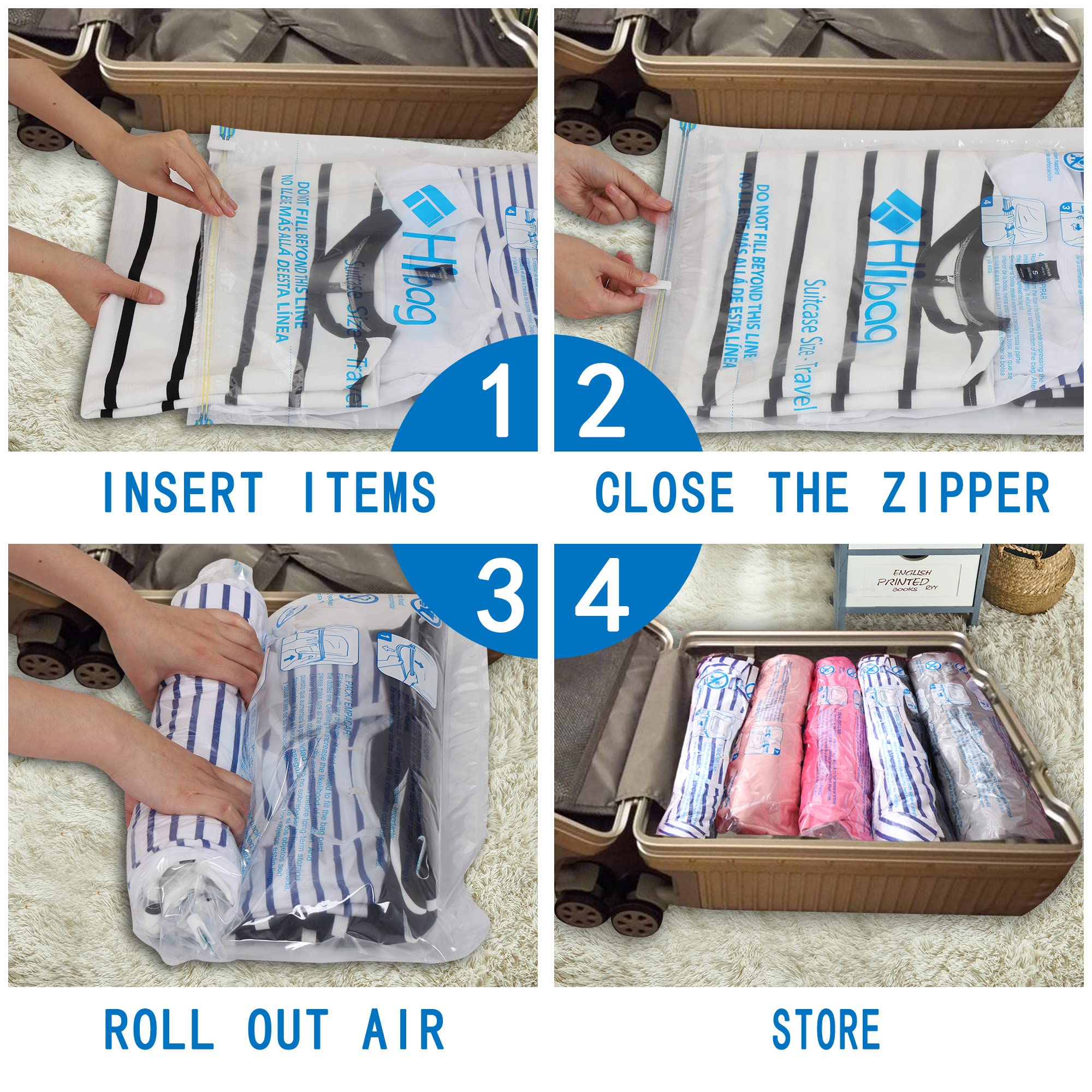 HIBAG Vacuum Storage Bags 30-Pack - Space Saving Vacuum Seal Bags for Clothes, Comforters, Blankets & Seasonal Storage | Perfect for Travel, Moving & Home Organization