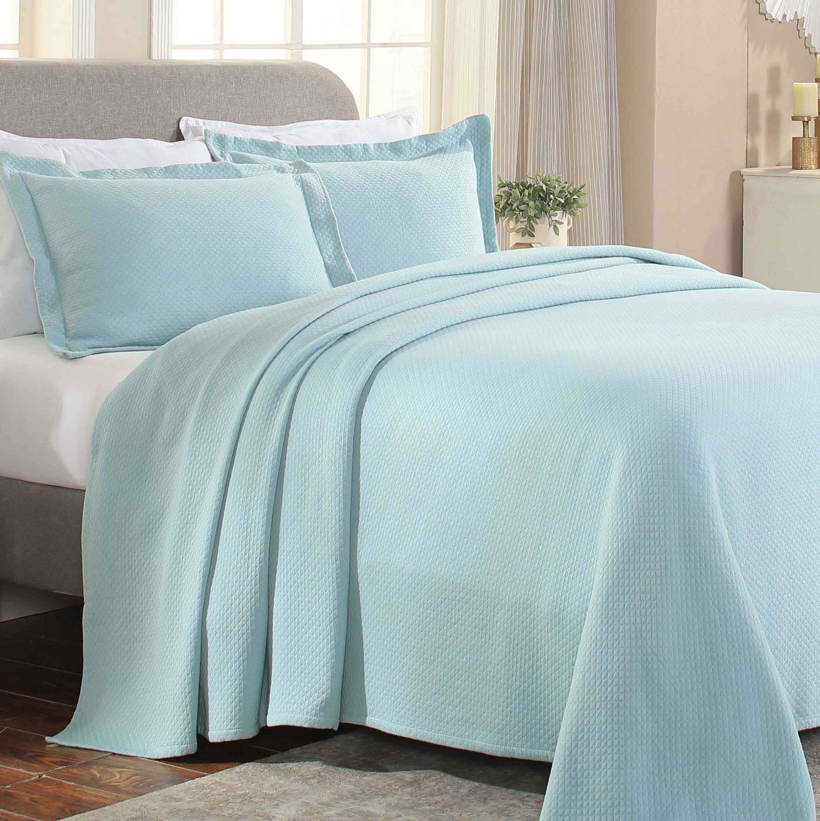 Luxury Jacquard Matelassé Cotton Diamond Solitaire Bedspread Set - Queen Size Bedding Coverlet for Master Bedroom, Guest Room & Hotel Decor