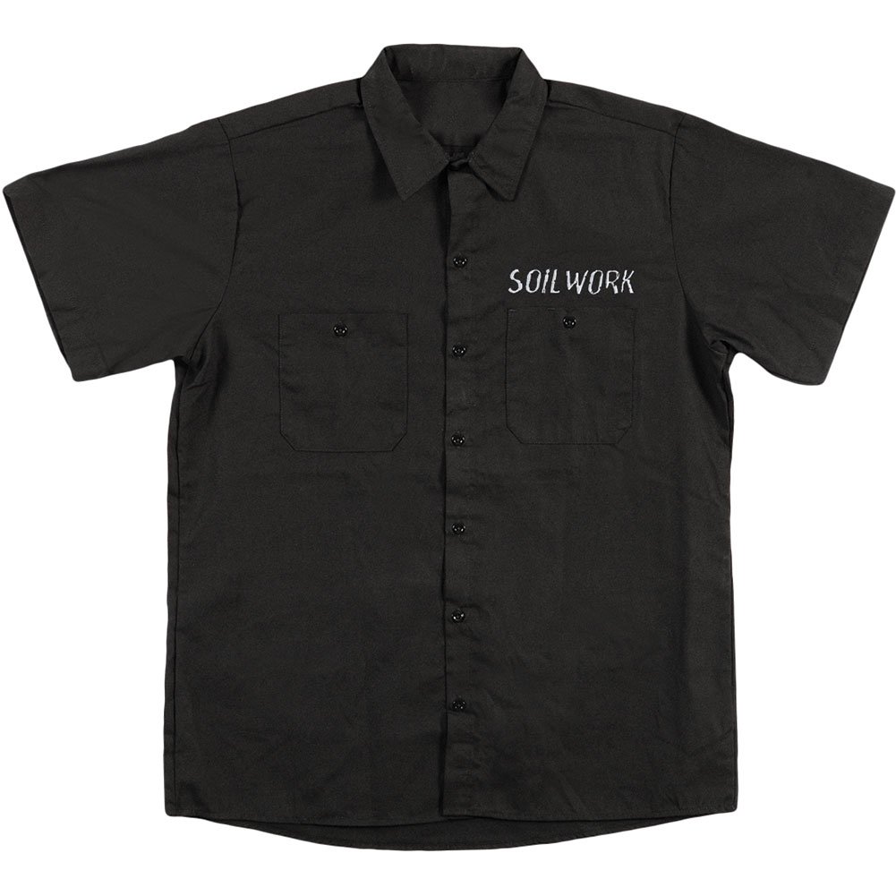 Soilwork Men's Embroidered Anchor Logo Work Shirt - Black Cotton Button Down Shirt for Construction, Fishing & Outdoor Work