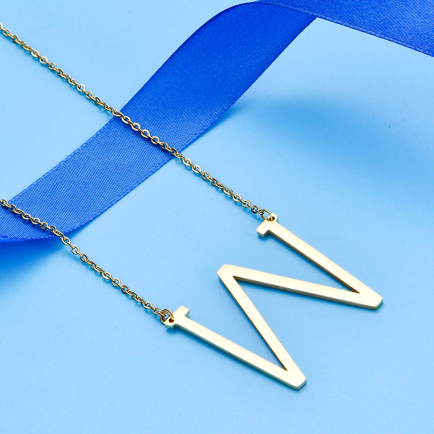 18K Gold Plated Initial Necklace for Women - Personalized Large Letter Pendant Chain | Elegant Layering Necklace for Everyday Wear, Gift Giving & Special Occasions