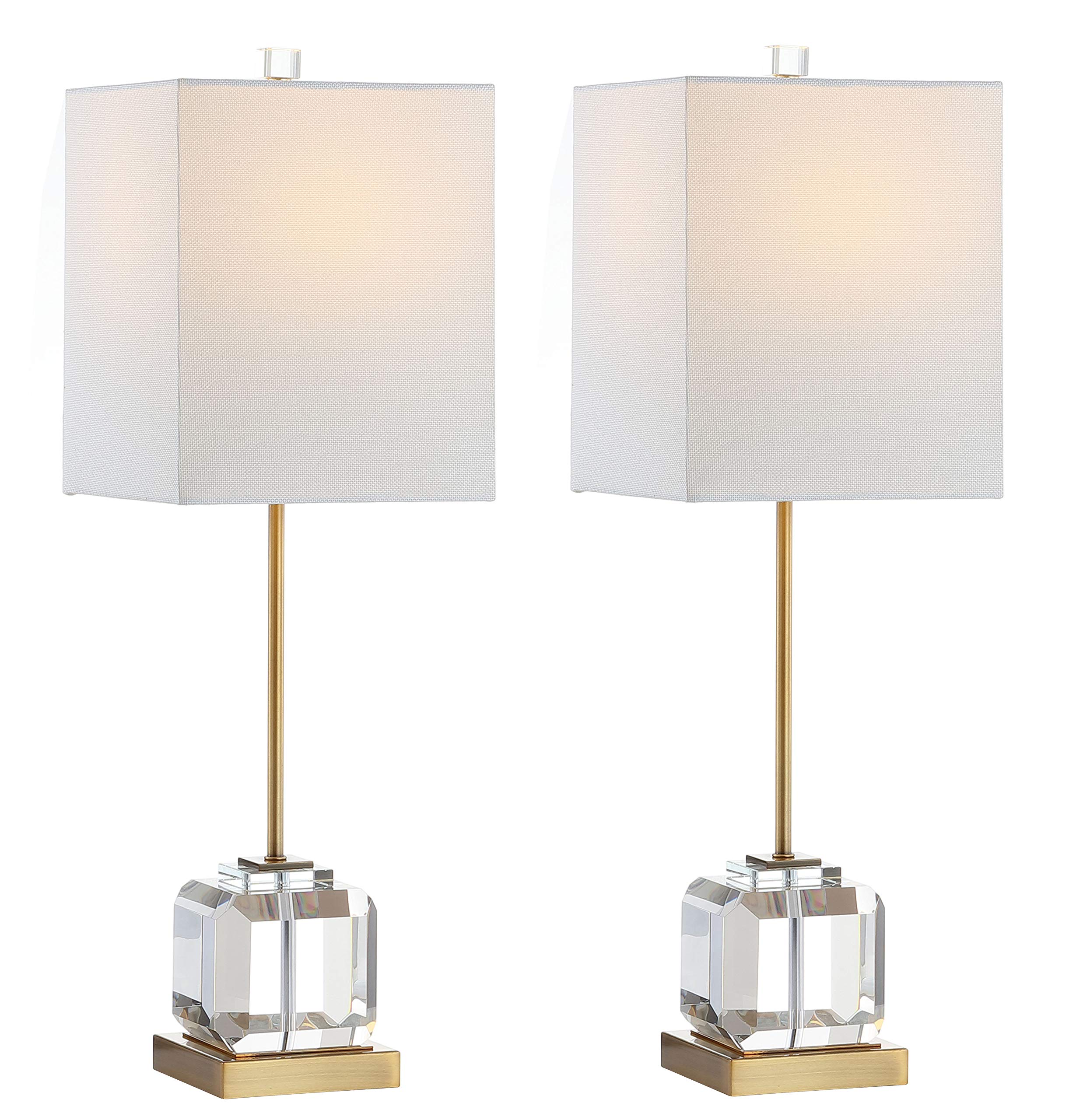 SAFAVIEH Zayne 28-inch Crystal & Brass Gold Table Lamp Set of 2 with LED Bulbs - Elegant Lighting for Bedroom, Living Room, Home Office, Nightstand (Perfect for Reading, Decor & Ambient Lighting)