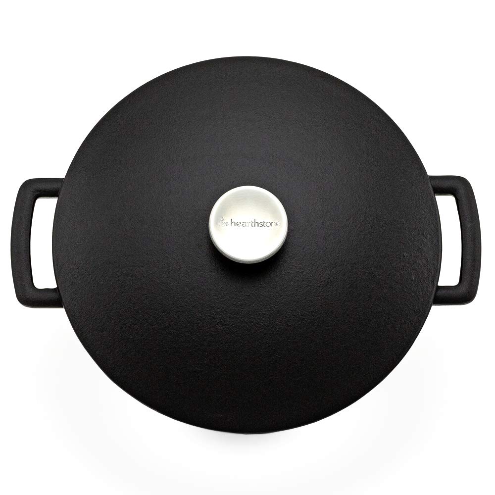 26cm Satin Black Enameled Cast Iron Dutch Oven - 5.2L Diamond Cocotte for Induction, Stovetop & Oven - Perfect for Braising, Baking & Slow Cooking
