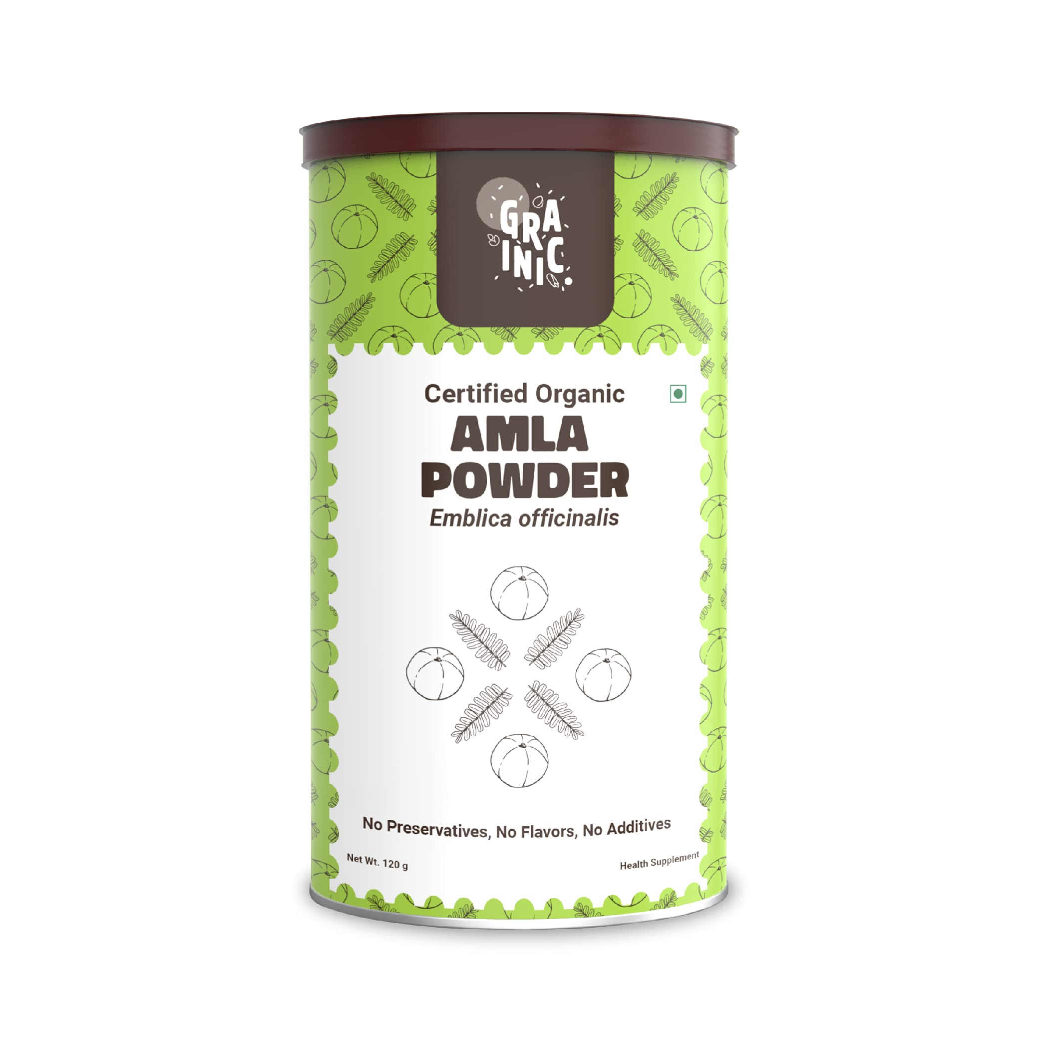 GRAINIC 100% Organic Amla Powder (Amalaki) - 120g | Natural Vitamin C Rich Superfood for Hair Growth, Skin Care & Immunity Boost - Perfect for Smoothies, Juices & Ayurvedic Recipes