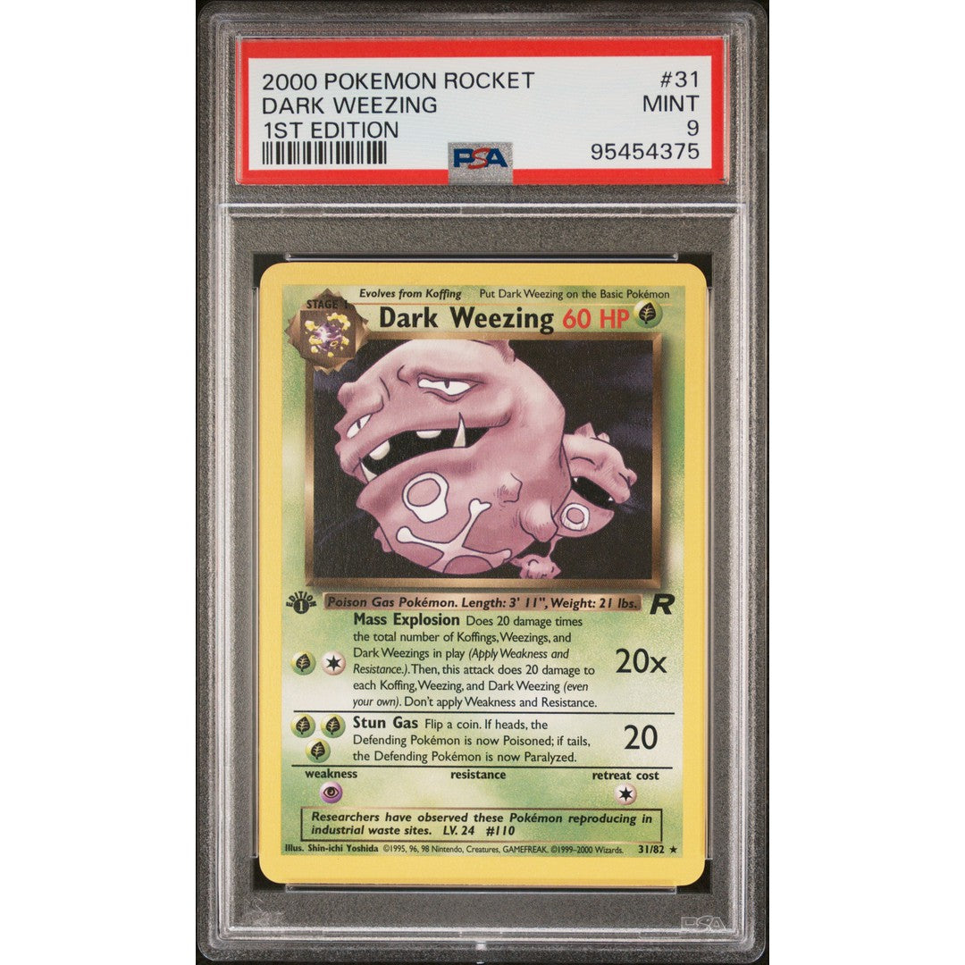 2000 Pokemon Rocket 1st Edition Dark Weezing 31/82 PSA 9 Graded Trading Card - Rare Collectible for Pokemon TCG Players & Investors