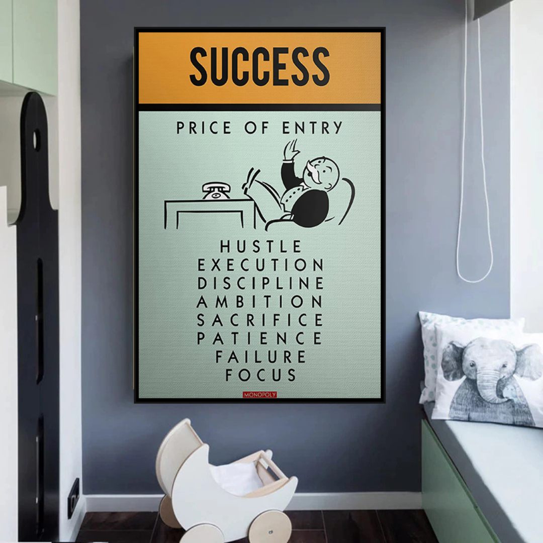 Alec Monopoly Success Price of Entry Playing Card Canvas Wall Art - Pop Art Home Decor for Living Room, Office & Game Room
