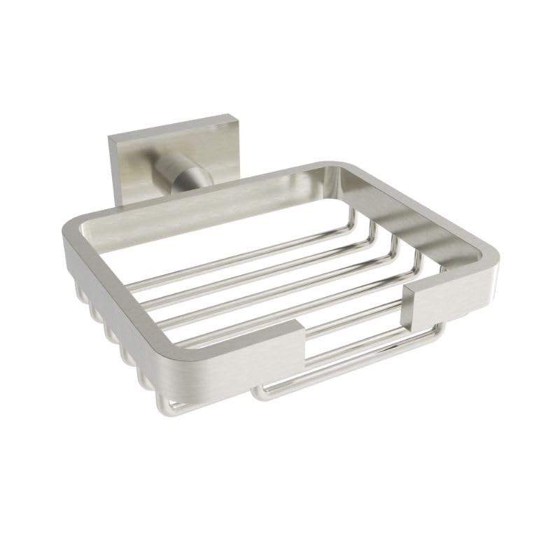 ICO Bath V6259 Volkano Crater Brushed Nickel Wall Mounted Soap Dish - Rustproof Bathroom Organizer for Showers & Sinks
