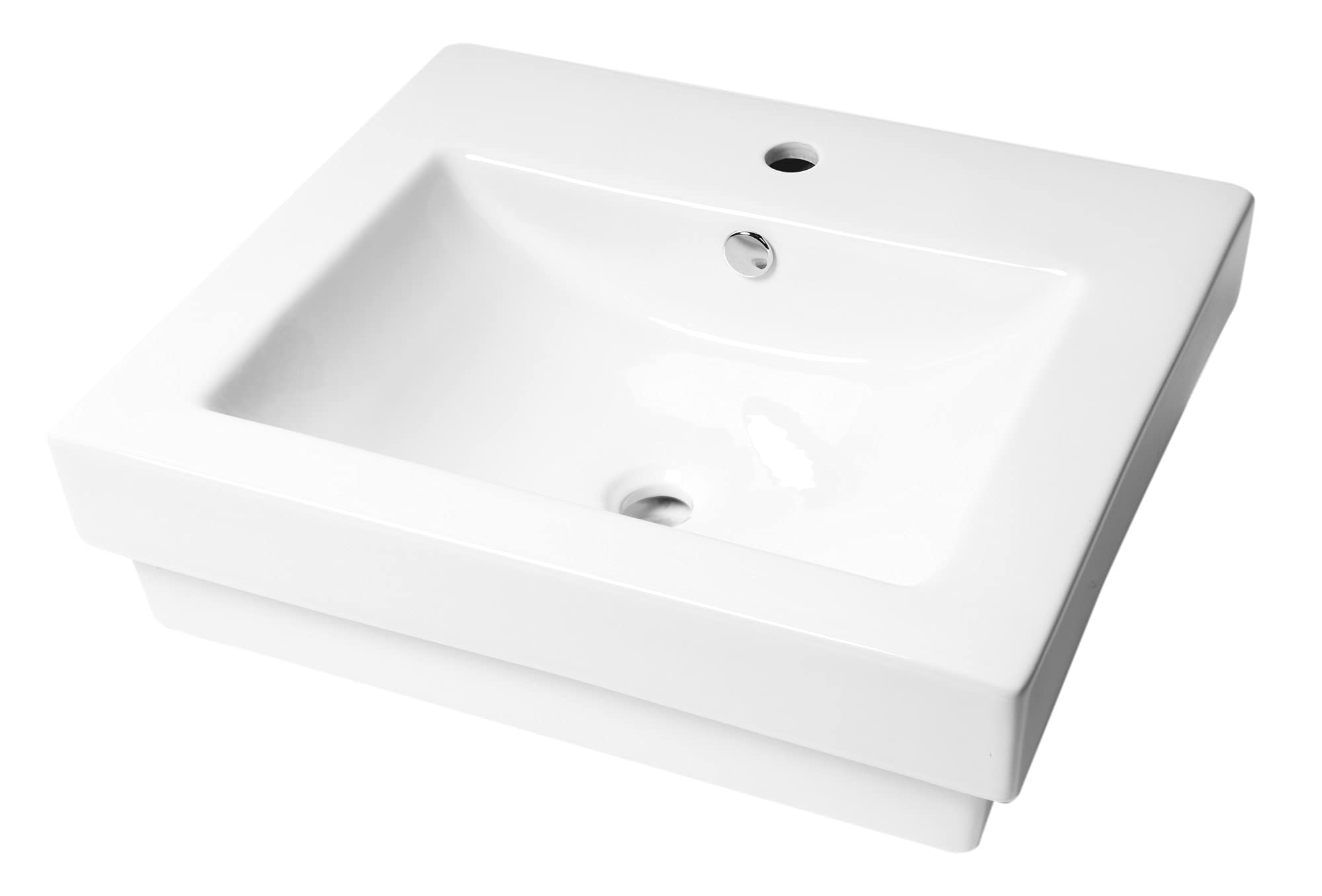 ALFI ABC701 White Ceramic Bathroom Sink - Modern Drop-in Vanity Basin for Powder Room & Guest Bath Installation