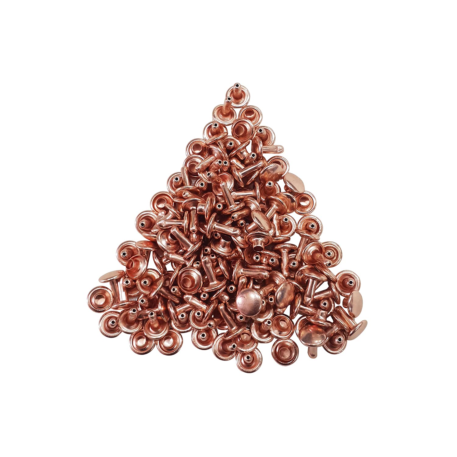 100 Set Rose Gold Leather Rivets with Fixing Tools - 10mm Double Cap Tubular Metal Studs & 3-Piece Hand Tool Kit for Leathercraft, DIY Clothing Repair, Handbag Making - Perfect for Crafting, Shoe Repair & Accessory Design