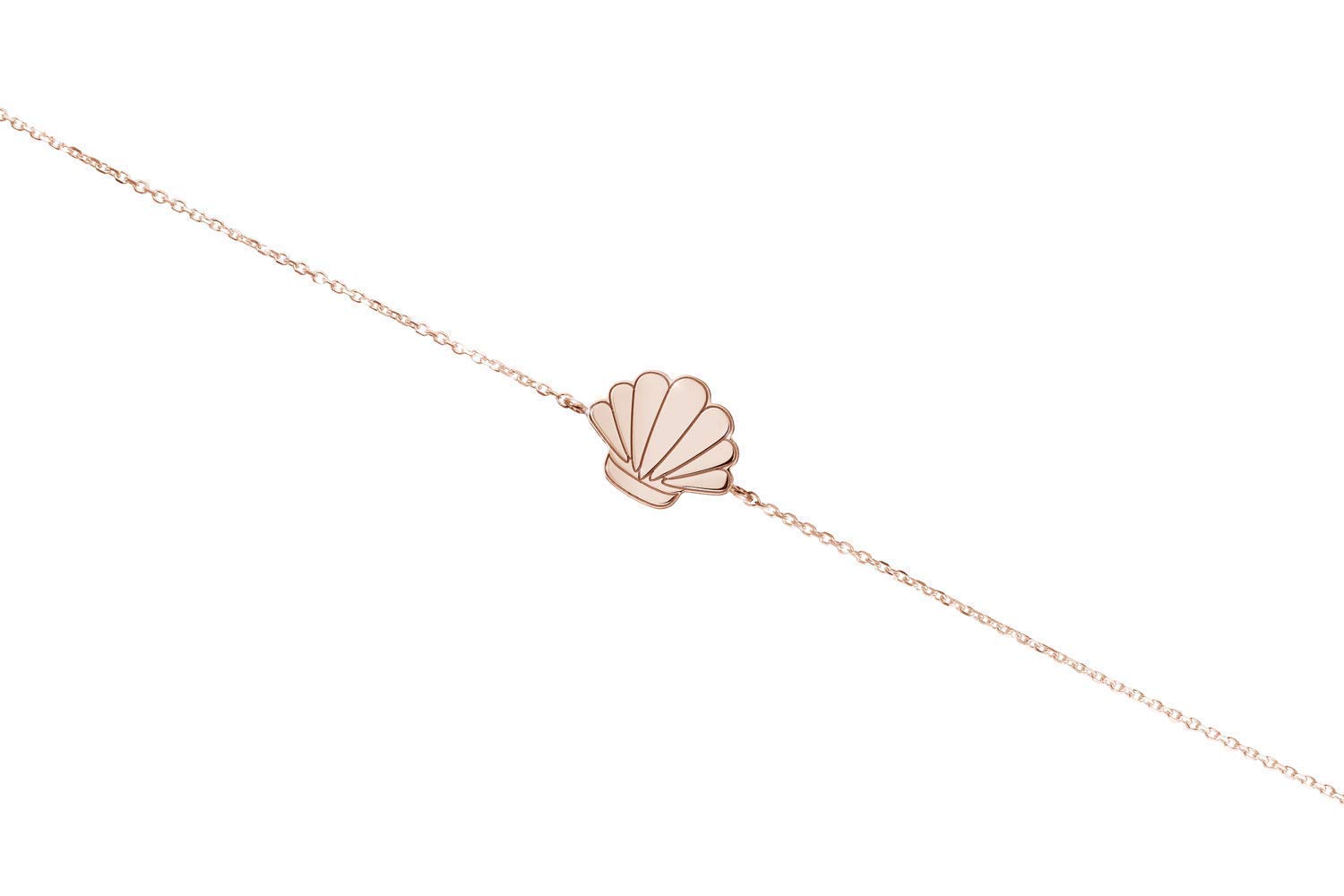 14K 18K Solid Gold Clam Seashell Bracelet - Rose Gold Beach Charm Jewelry for Women - Perfect Summer Gift for Her - Ideal for Beach Vacations, Weddings & Everyday Wear