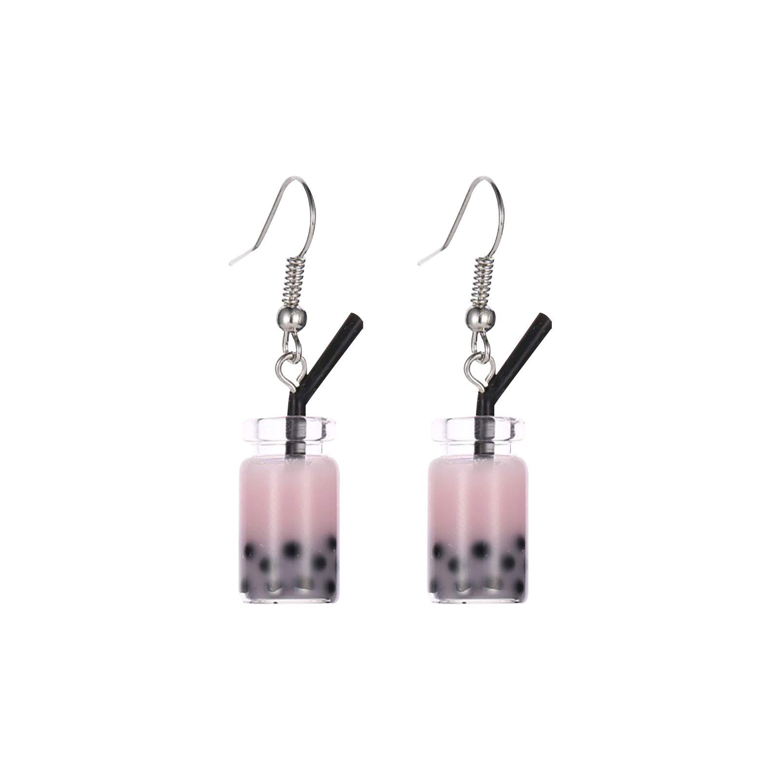 Pearl Milk Tea Hoop Earrings for Women - Summer Cute Fashion Jewelry - Perfect for Casual Wear, Parties, and Gifts