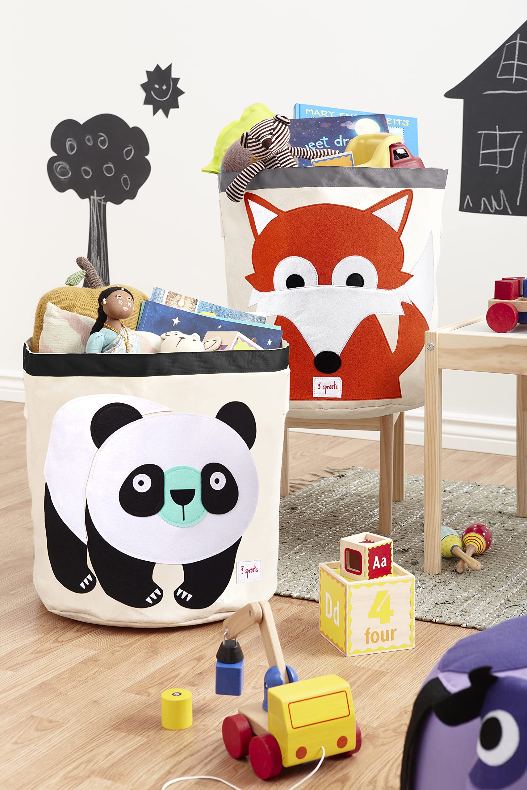 3 Sprouts Large Toy Storage Basket - Durable Kids & Baby Toy Organizer with Handles for Nursery, Playroom & Bedroom - Panda Design Laundry Hamper for Clothes & Toys - Perfect for Home Organization & Child-Friendly Storage Solutions